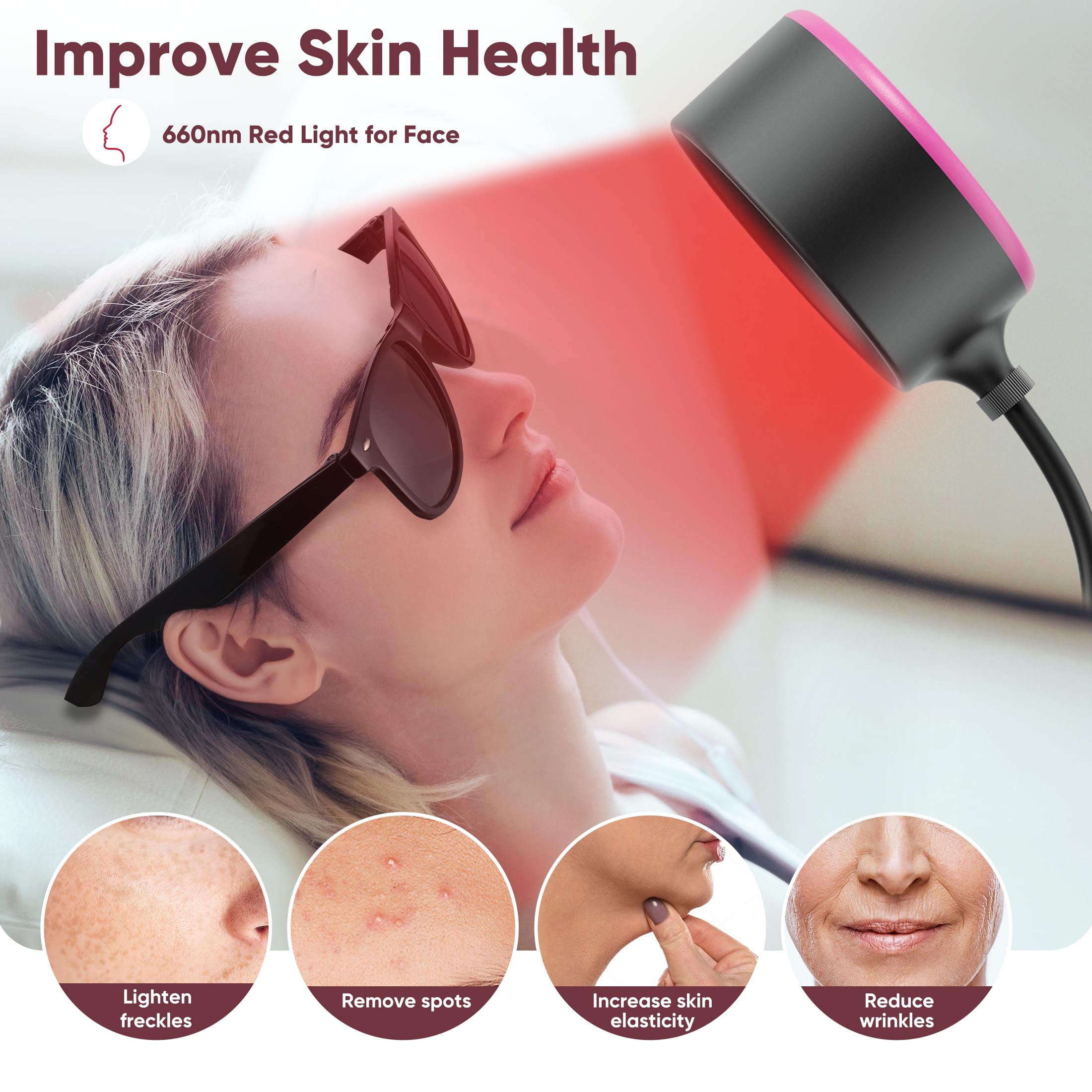 Caromolly Red Light Device Lamp, 660nm Red Light and 850nm Near-Infrared Light Combo - AB Mystery