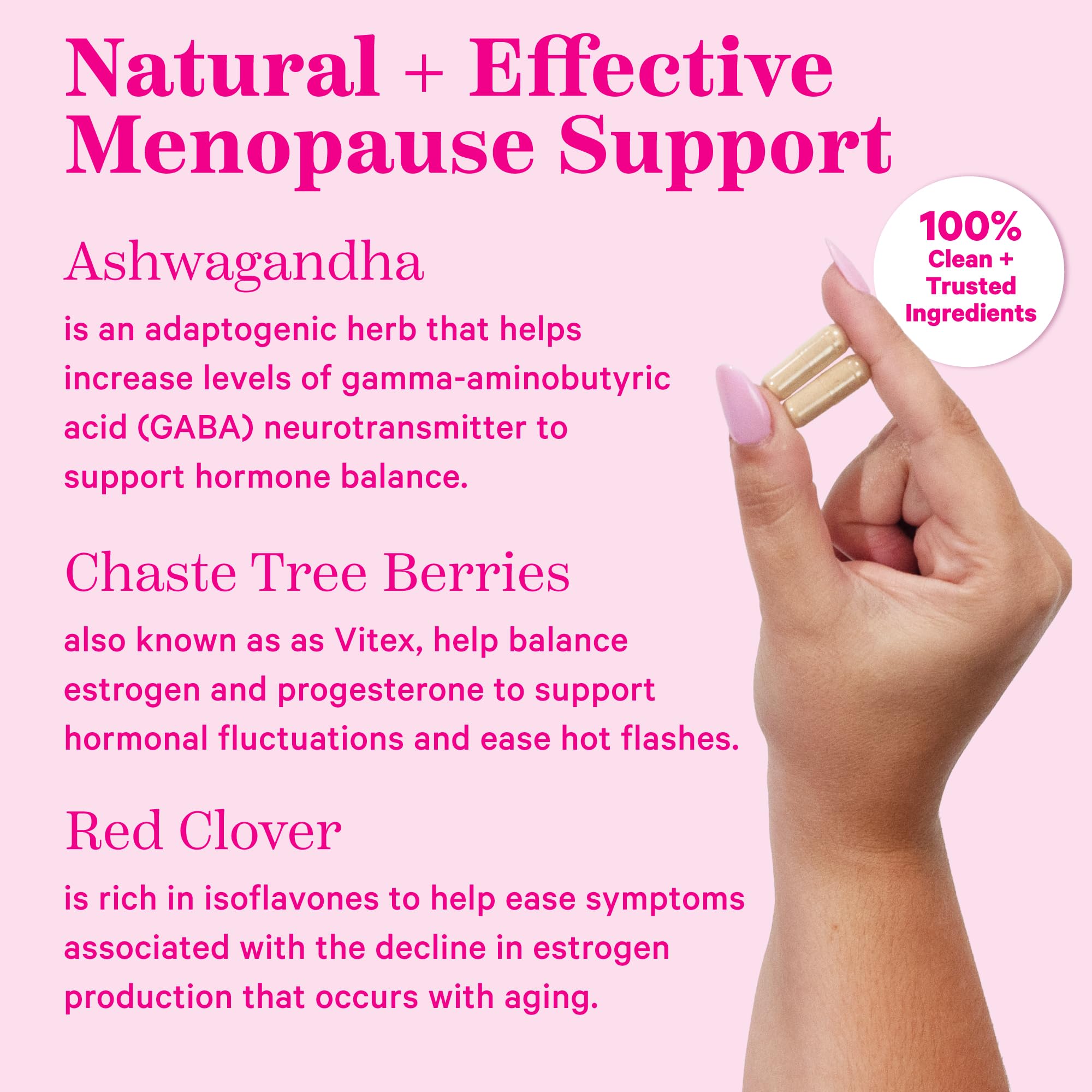 Pink Stork Menopause Supplements for Women - 9 Clinically-Studied Herbs for Perimenopause - AB Mystery