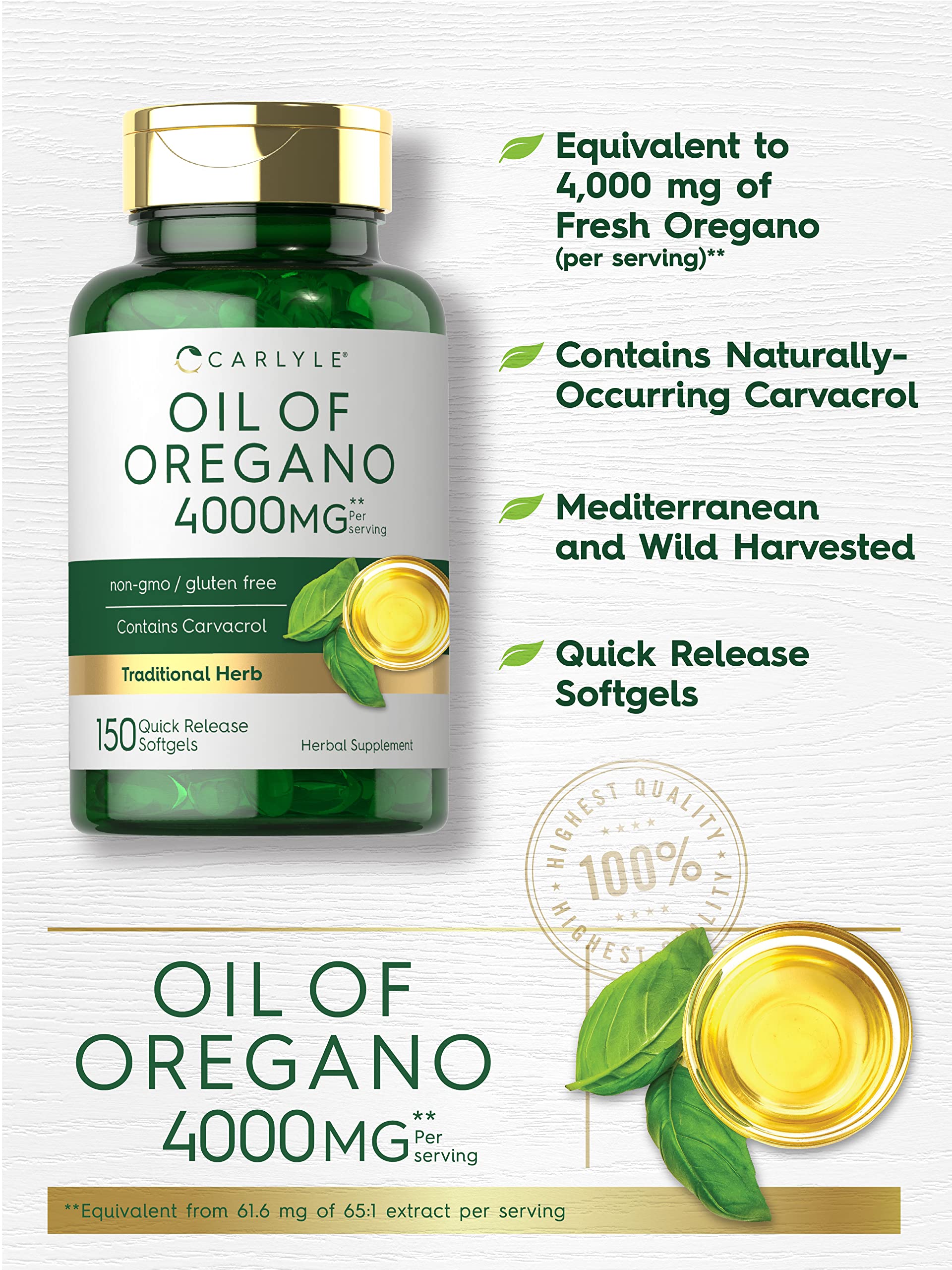 Oregano Oil Extract | Max Potency | 150 Softgel Capsules | Non-GMO and Gluten - AB Mystery