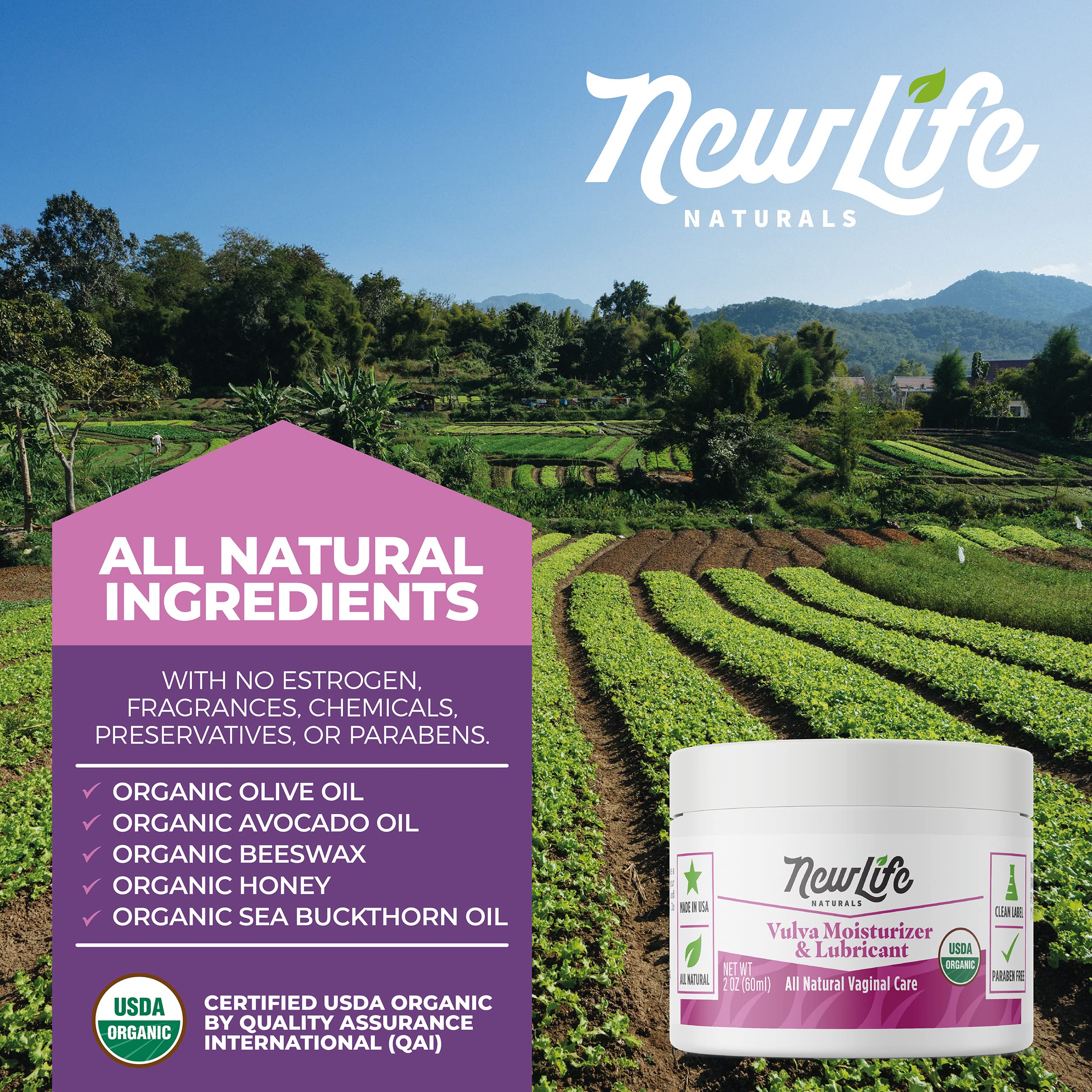 NewLife Naturals Organic Vulva Cream - Vaginal Moisturizer - Intimate Feminine Care - AB Mystery