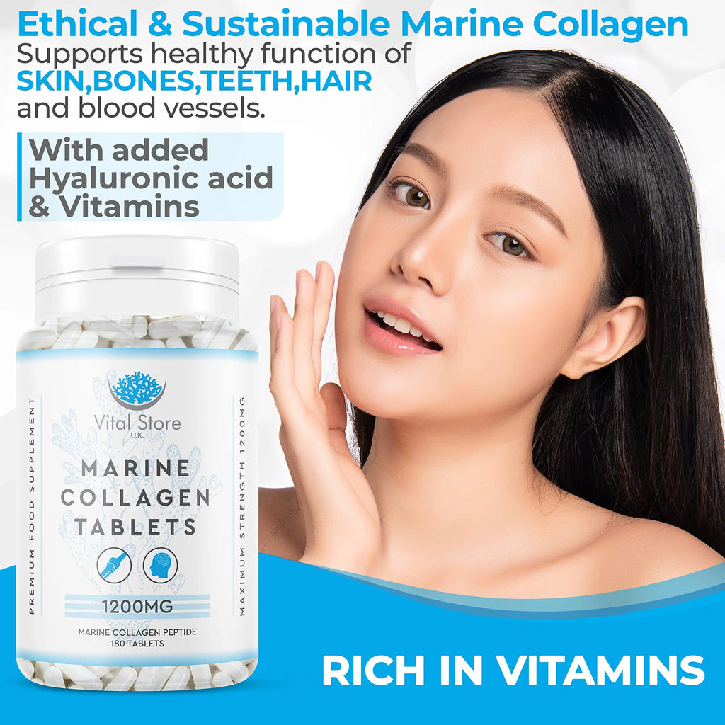 Marine Collagen Peptide Tablets 1200MG - 6 Month Supply - 180 High Strength Collagen Tablets My Store