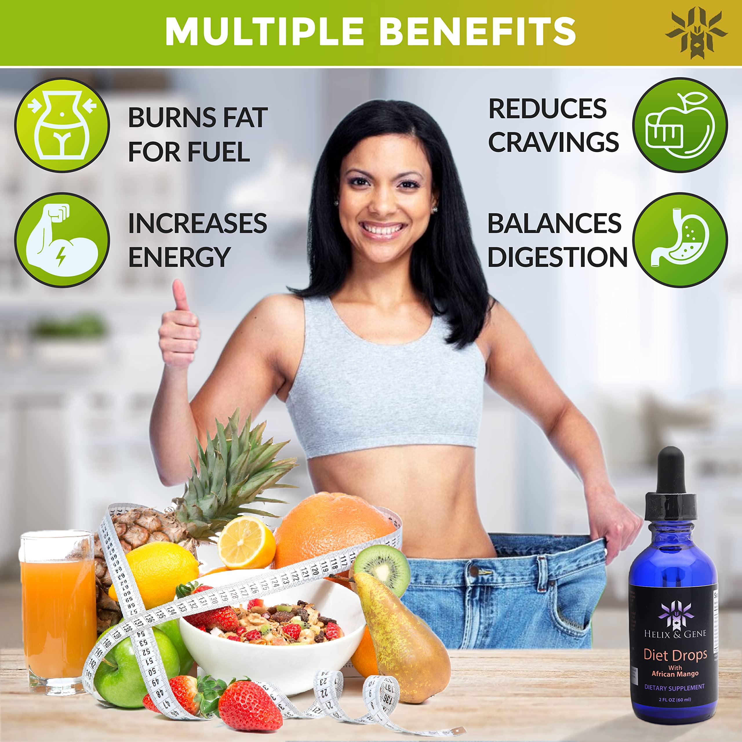 Helix & Gene Appetite Diet Drops Mango Flavor | Fast Weight Loss | Natural Metabolism - AB Mystery