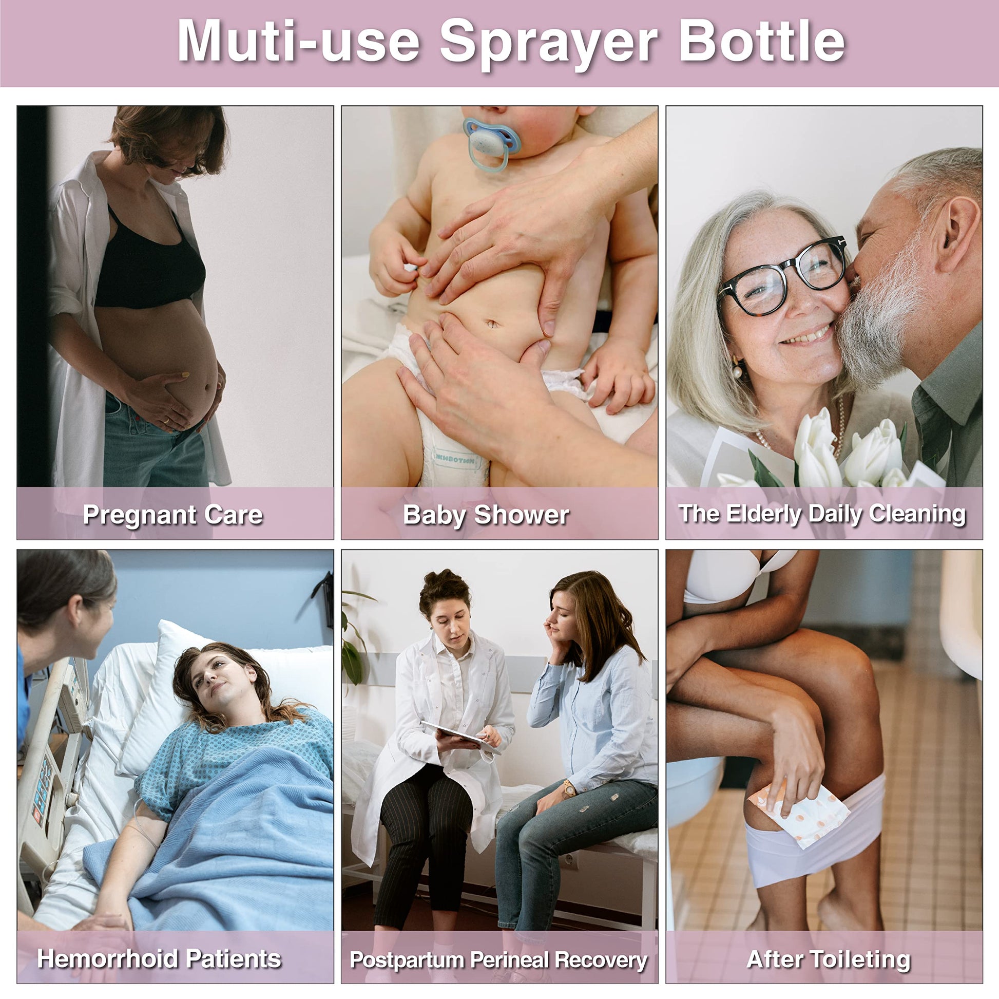 TopQuaFocus 12oz Perineal Bottle for Postpartum Care Portable Travel Peri Sprayer Bidet Postpartum - AB Mystery