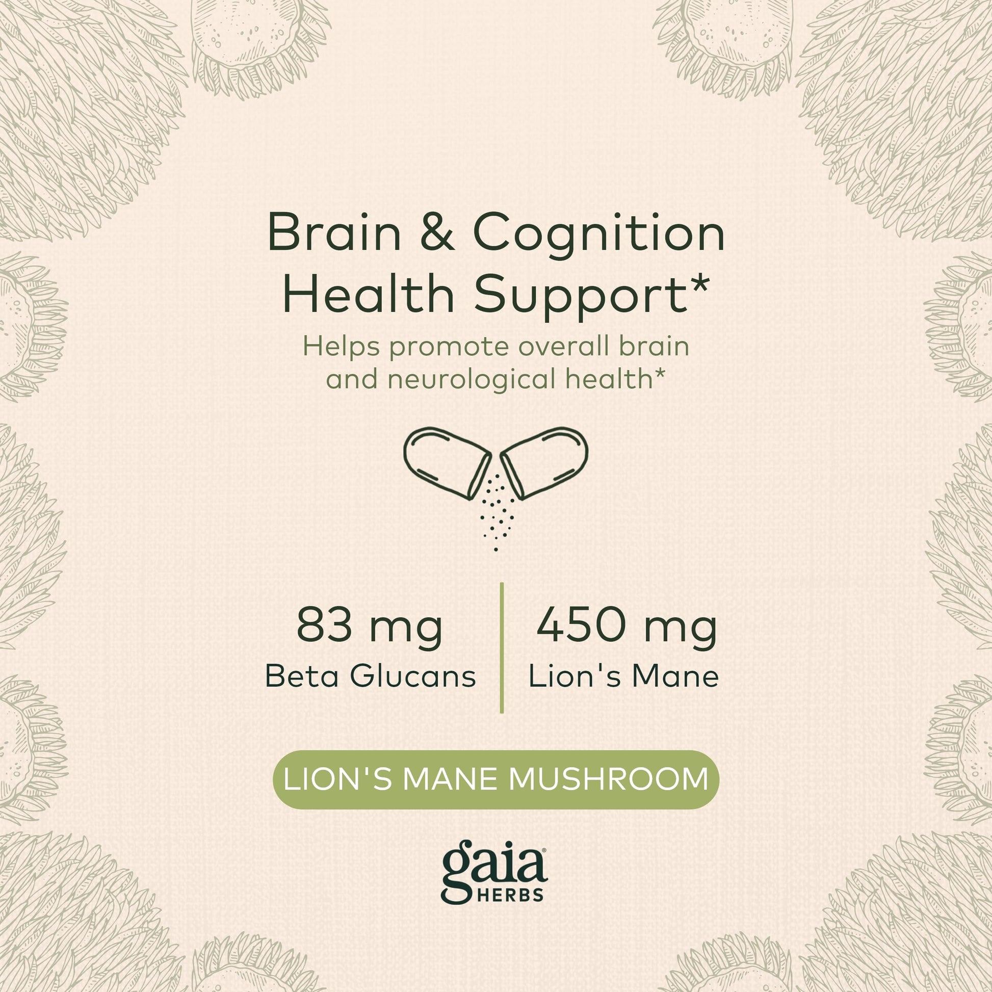 Gaia Herbs Organic Lion’s Mane Mushroom - Brain and Nerve Support Supplement - AB Mystery