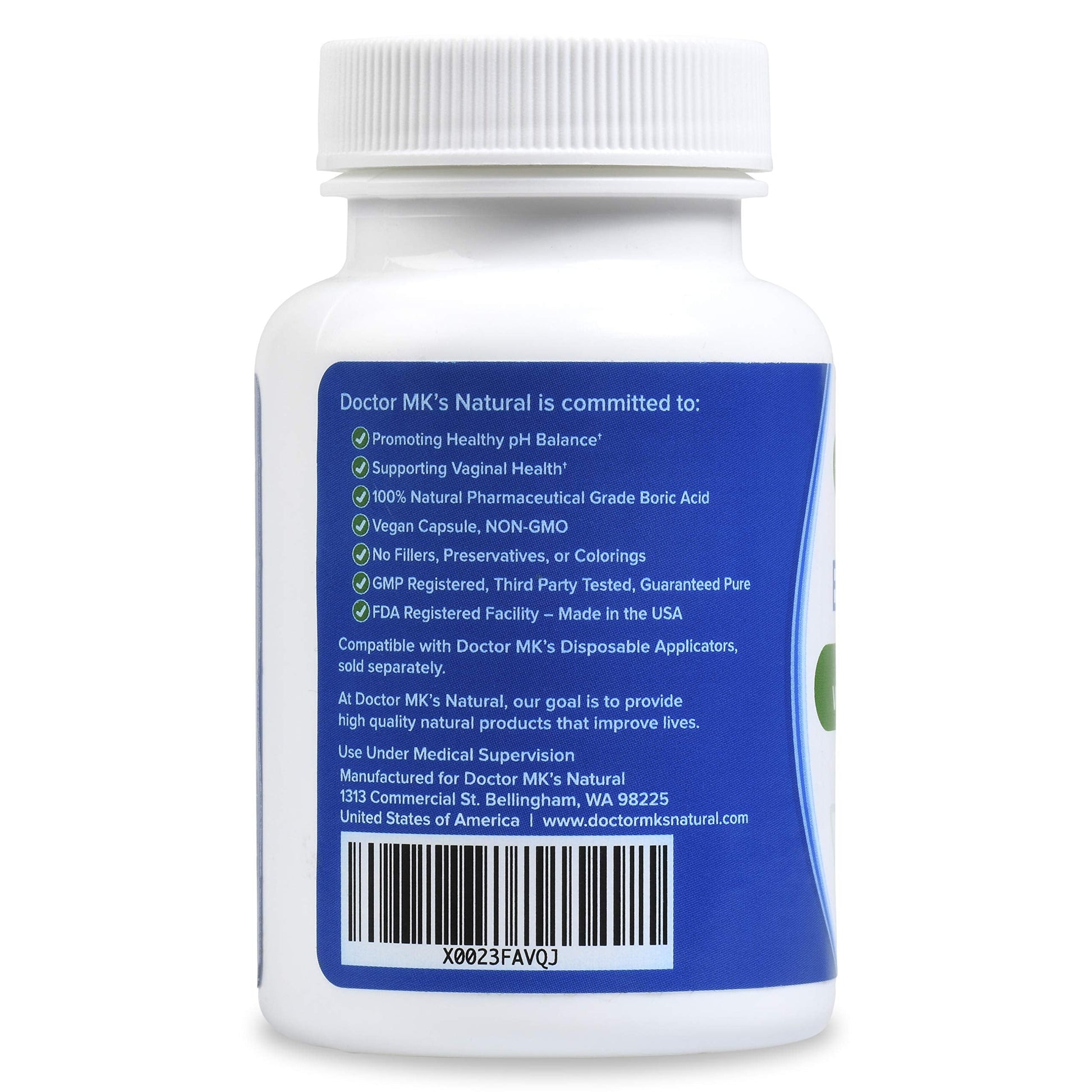 doctor MK's NATURAL Boric Acid Suppositories (600mg) for Healthy Feminine pH Support - AB Mystery