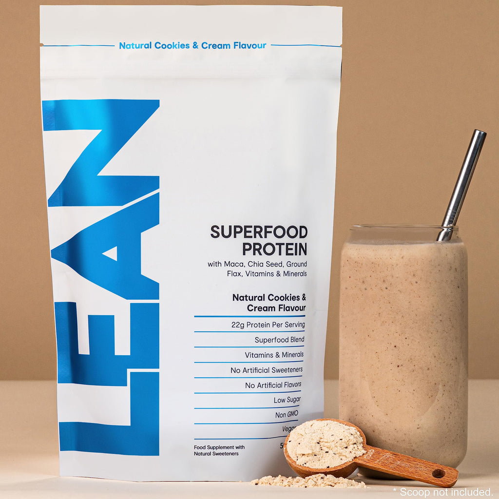 LEAN with Lilly Superfood Protein Vegan Protein Plant Based Protein Cookies and Cream Flavour 500g Lean With Lilly