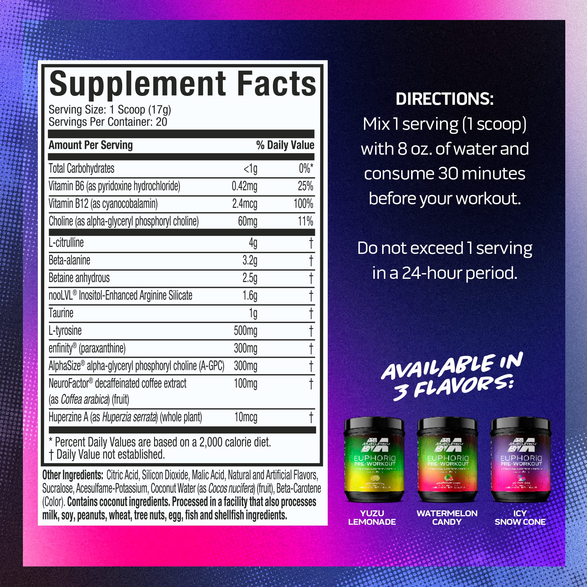 Pre Workout Powder MuscleTech EuphoriQ PreWorkout Smart Pre Workout Powder - AB Mystery