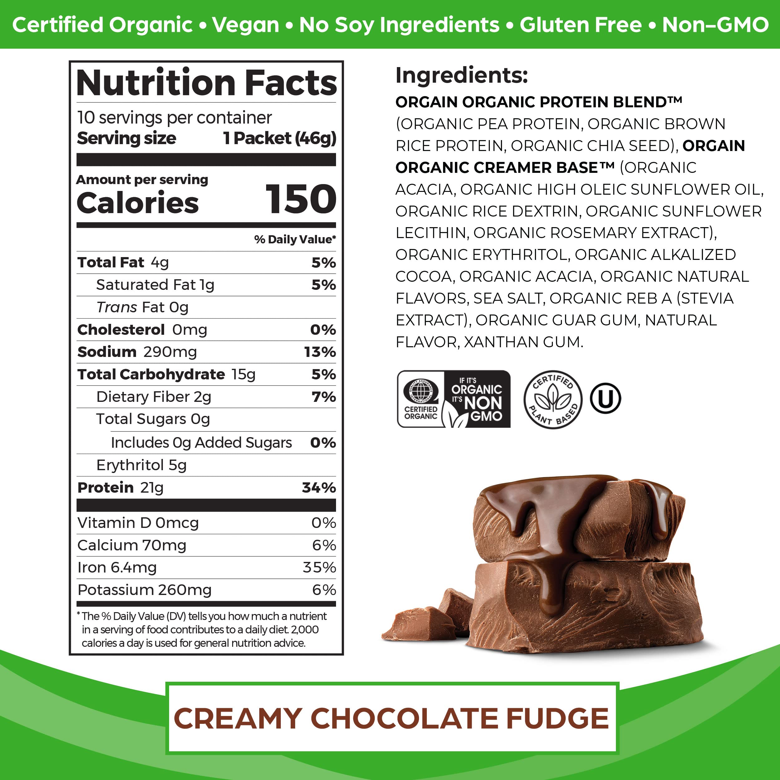 Orgain Organic Vegan Protein Powder, Chocolate Fudge - 21g Plant Based Protein, Gluten - AB Mystery
