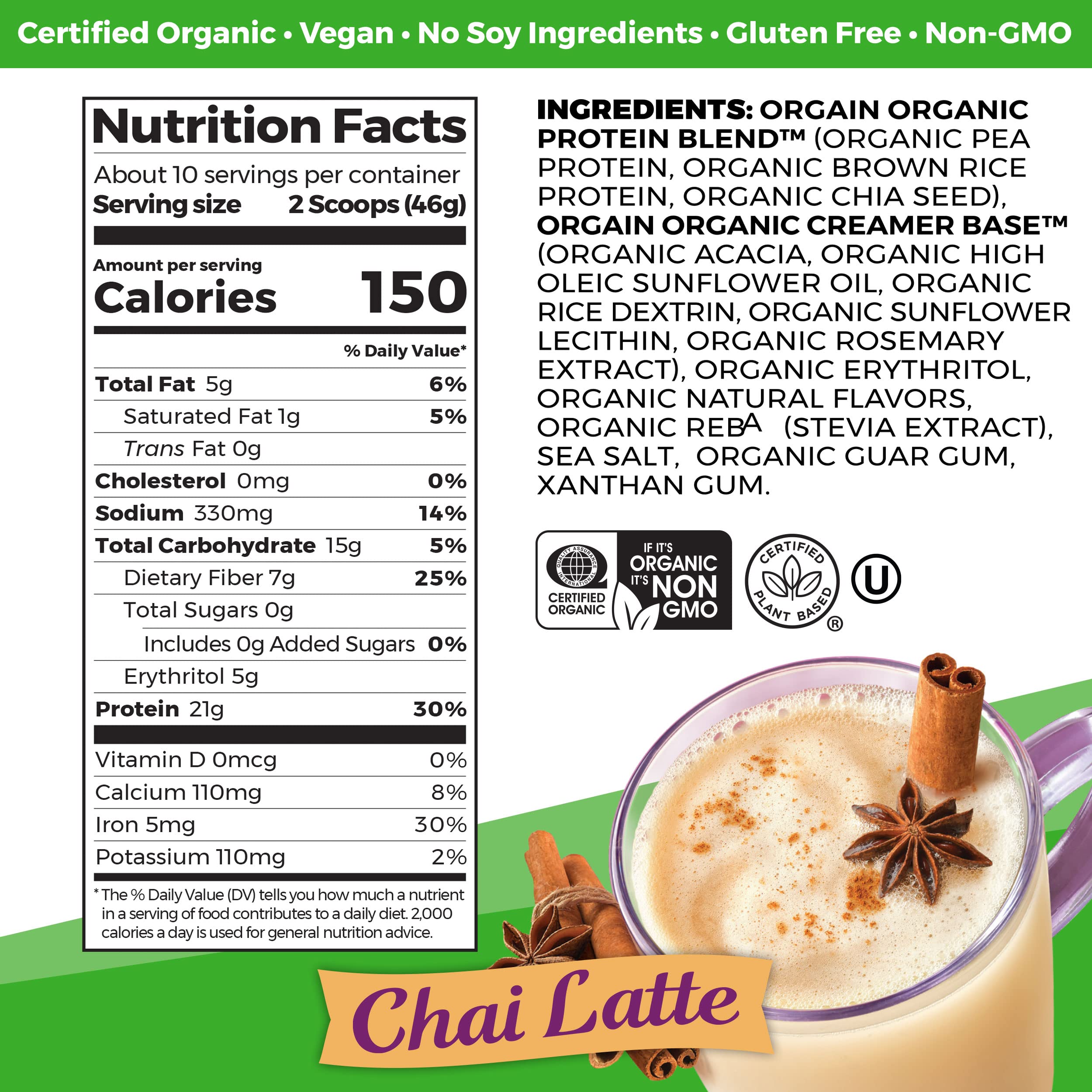 Orgain Organic Vegan Protein Powder, Chai Latte - 21g Plant Based Protein, Gluten Free - AB Mystery