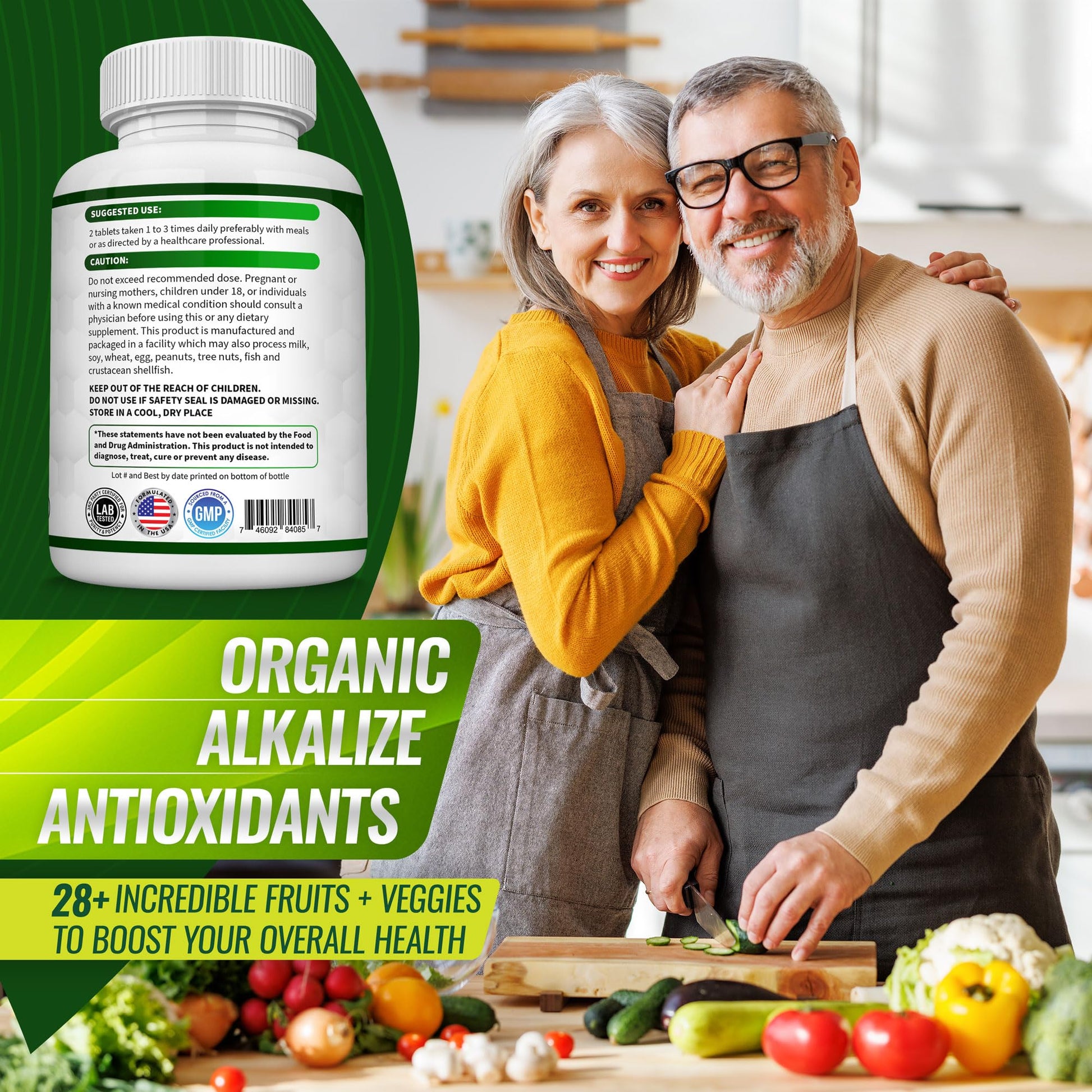 Organic Super Greens Capsules Superfood Fruit Veggie Supplement - 28 Powerful Natural - AB Mystery