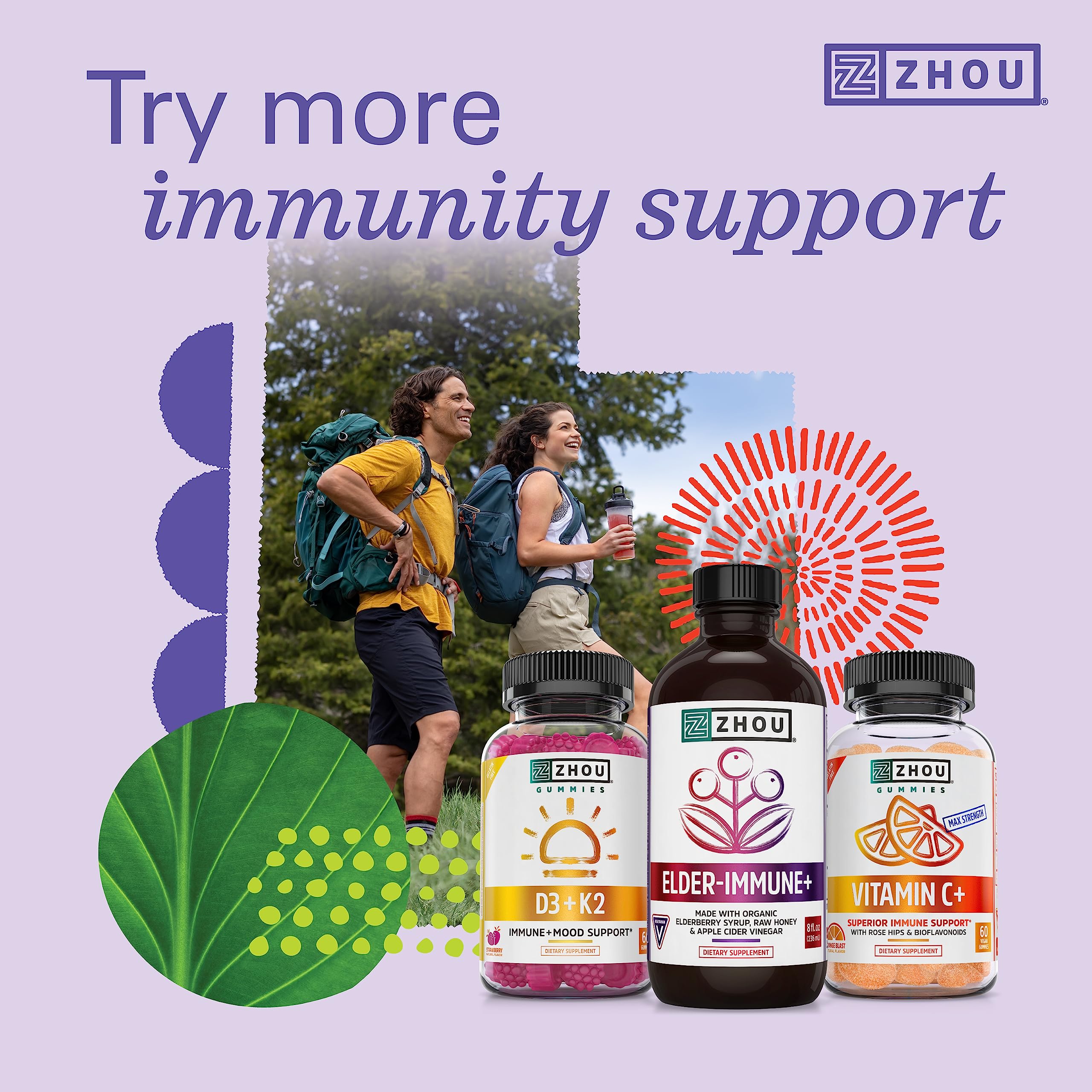 Zhou Nutrition Elder-Mune Sambucus Elderberry Gummies with Zinc and Vitamin C - AB Mystery