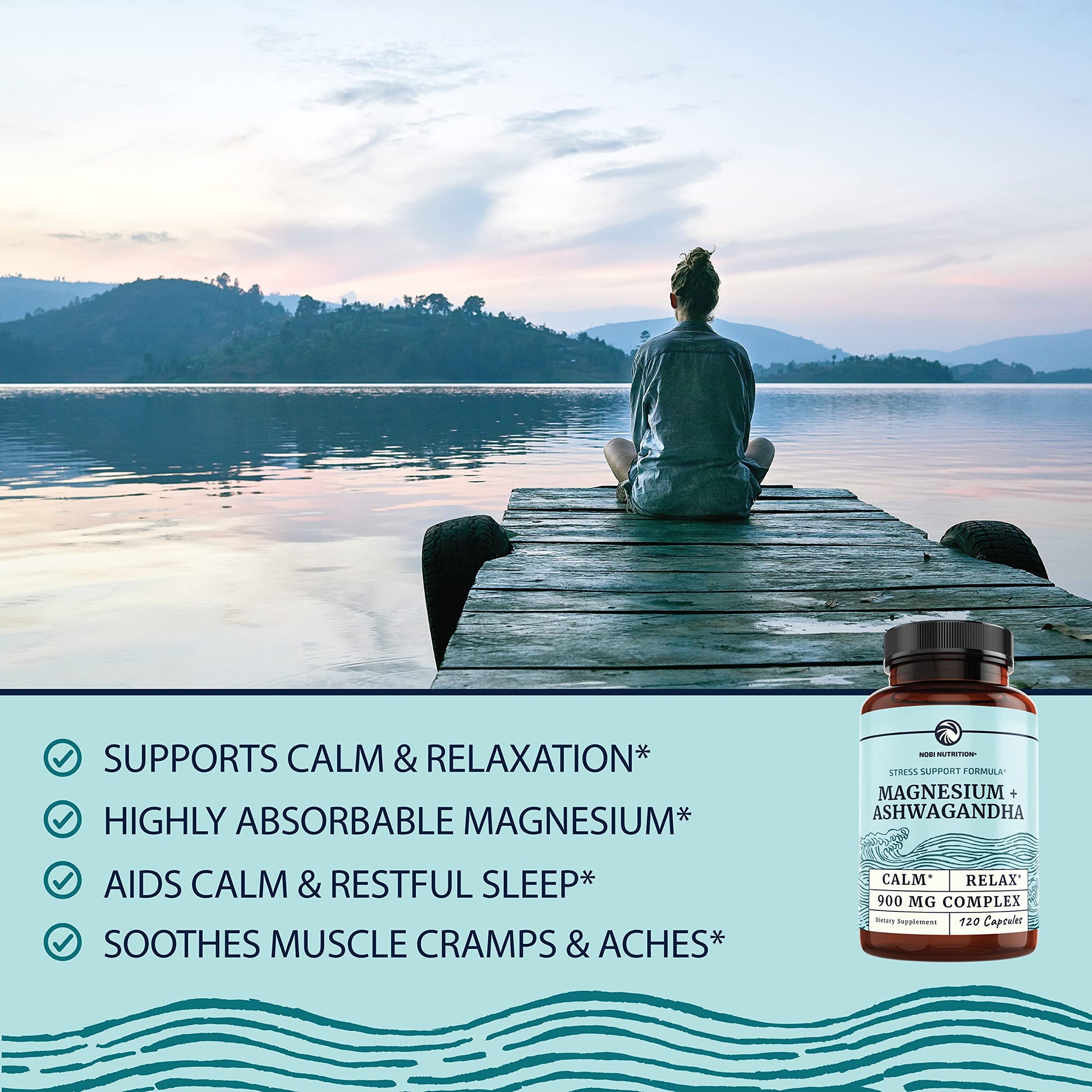 Magnesium Ashwagandha | Calming Magnesium Supplement for Adults | Relax, Rest - AB Mystery