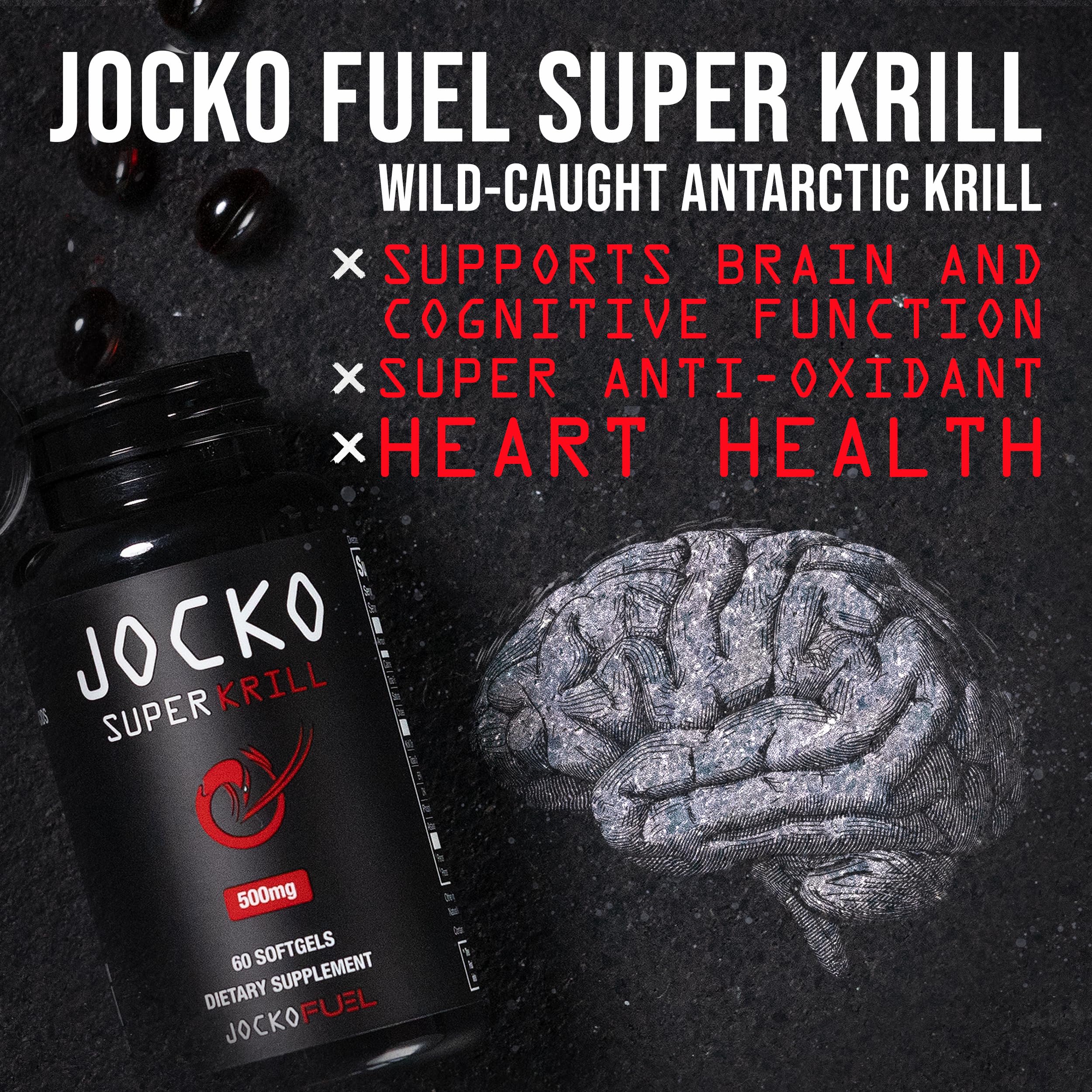 Jocko Fuel Antarctic Krill Oil Omega 3 Fatty Acid Supplements DHA & EPA - 1000mg Softgel - AB Mystery