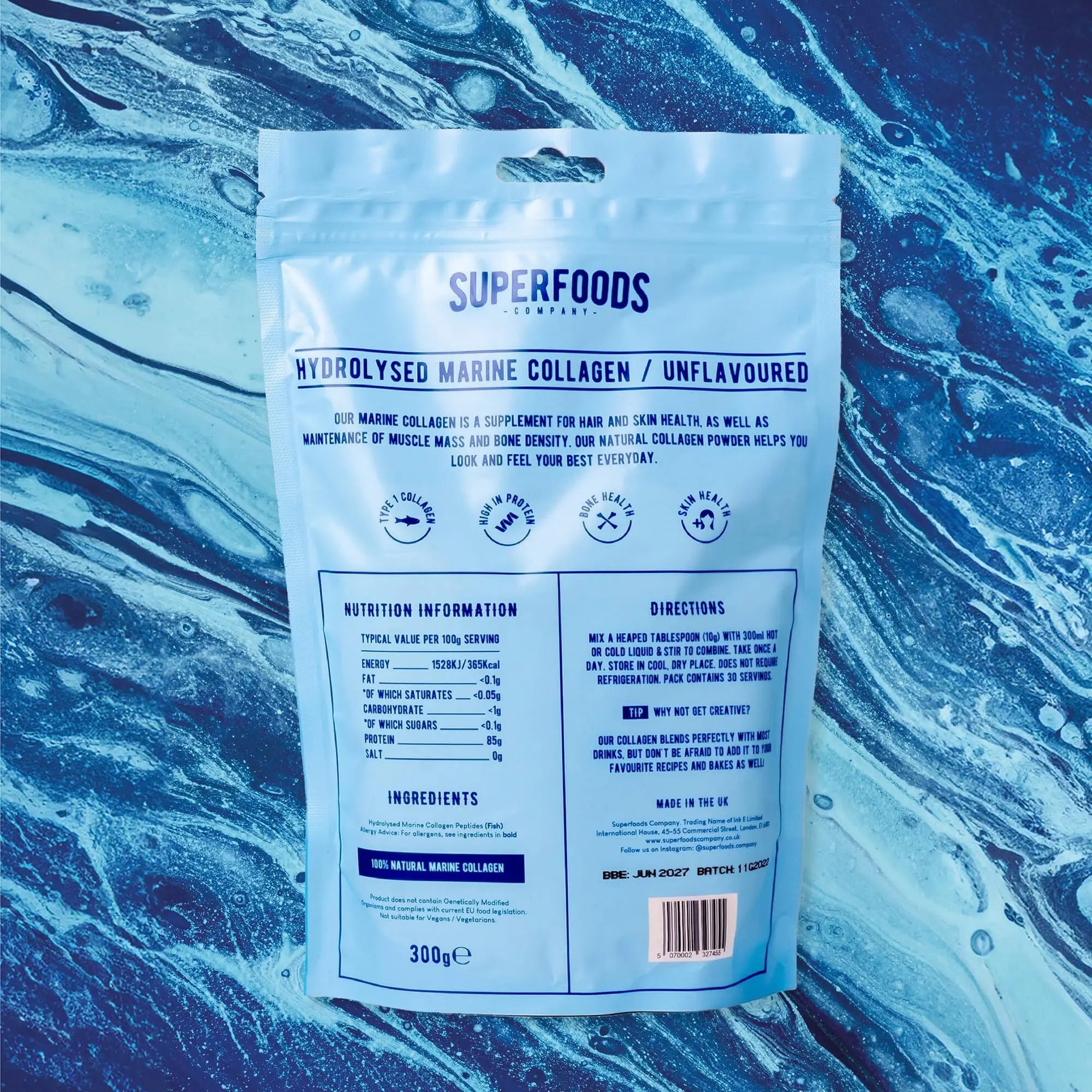 Superfoods Company - Hydrolysed Marine Collagen, Boosts Hair and Skin Health, Unflavoured Superfoods Company