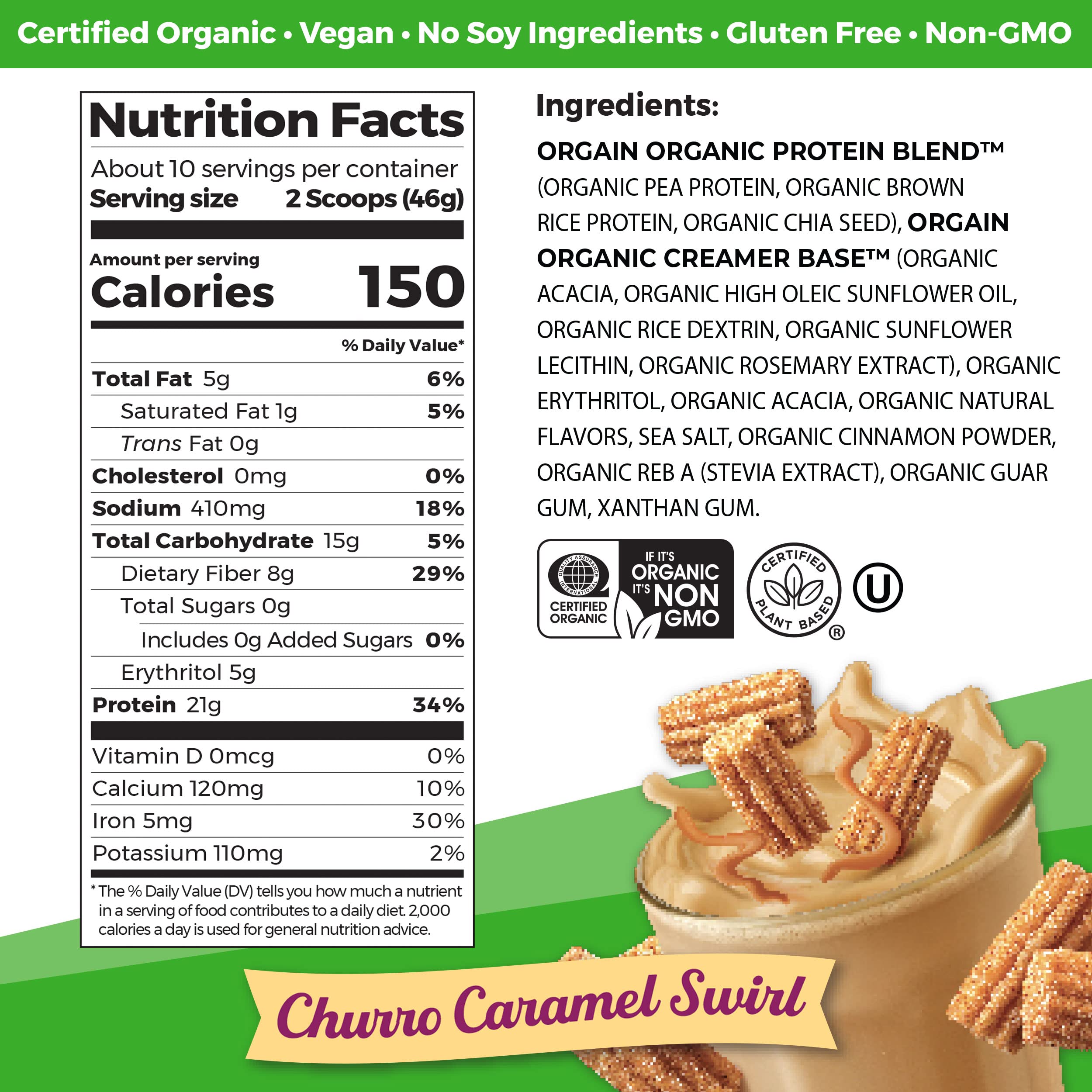 Orgain Organic Vegan Protein Powder, Churro Caramel Swirl - 21g Plant Based Protein - AB Mystery