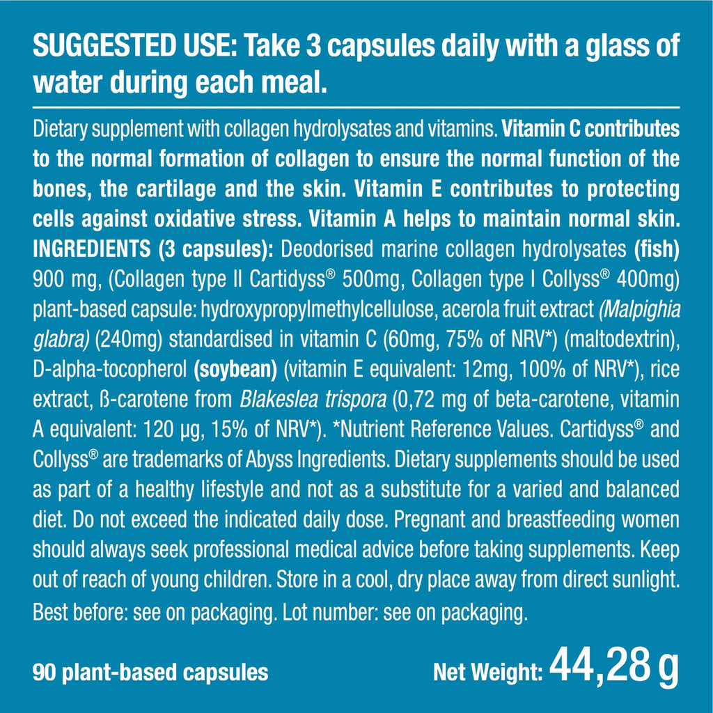 Pure Marine Collagen (900mg) - Enriched with Vitamins C and E – Patented Premium Type I & II Hydrolysed Collagen - AB Mystery