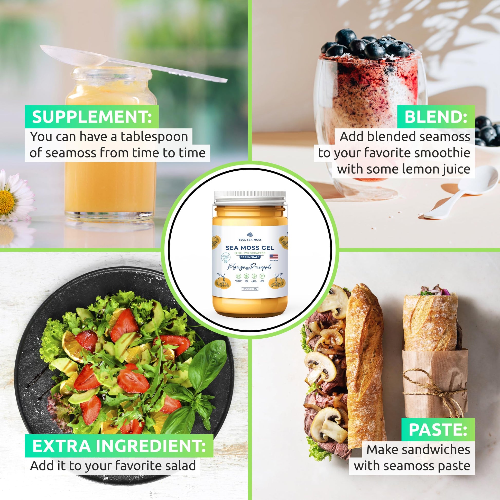 TrueSeaMoss Wildcrafted Irish Sea Moss Gel – Nutritious Organic Raw Seamoss Rich - AB Mystery