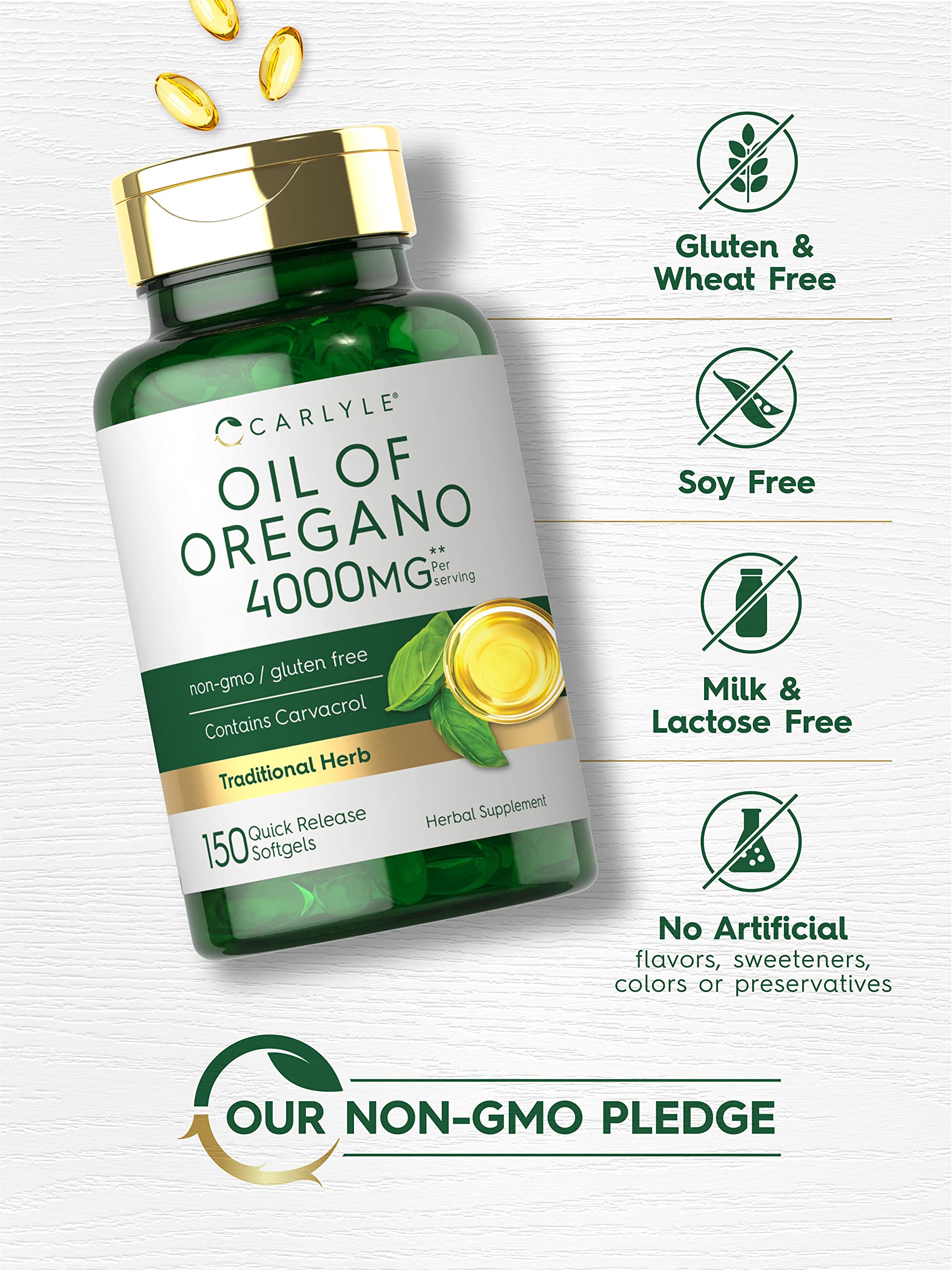 Oregano Oil Extract | Max Potency | 150 Softgel Capsules | Non-GMO and Gluten - AB Mystery