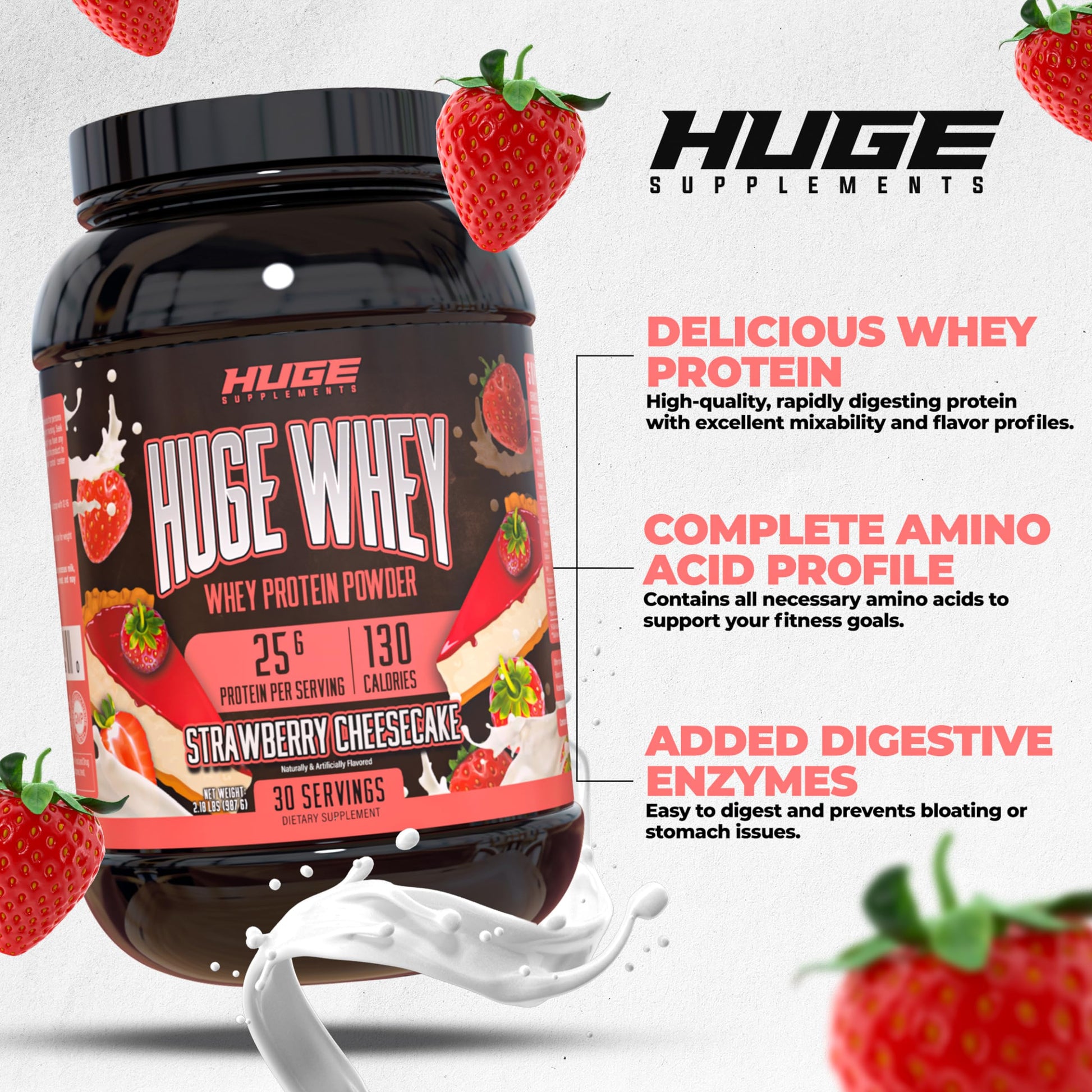 Huge Supplements, Whey Protein Concentrate Powder, Clinically Dosed Formula, 25g - AB Mystery