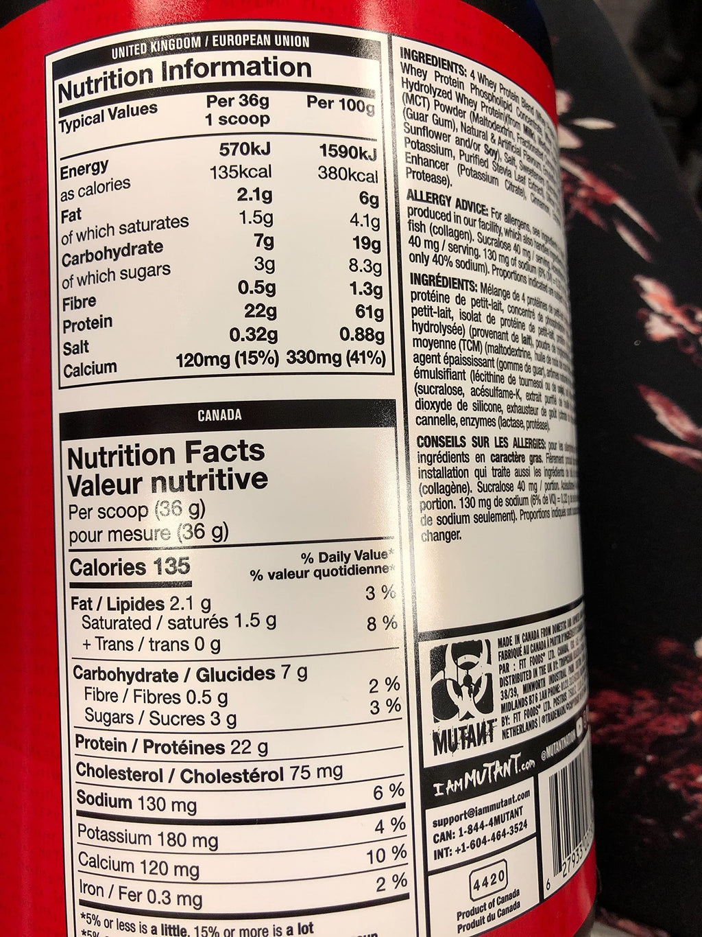 Mutant Whey – 100% Whey Protein Powder, Gourmet Taste, 22g of Protein, 10.4 g EAAs, 5 g BCAAs Mutant