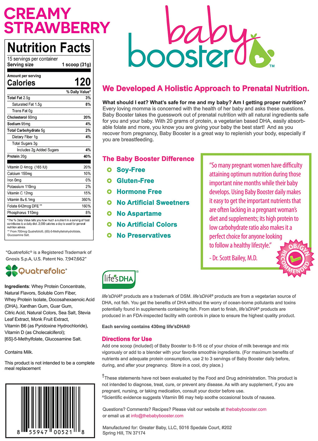 Baby Booster Prenatal Vitamin Supplement Shakes, Salted Carmel and Strawberry Baby Booster