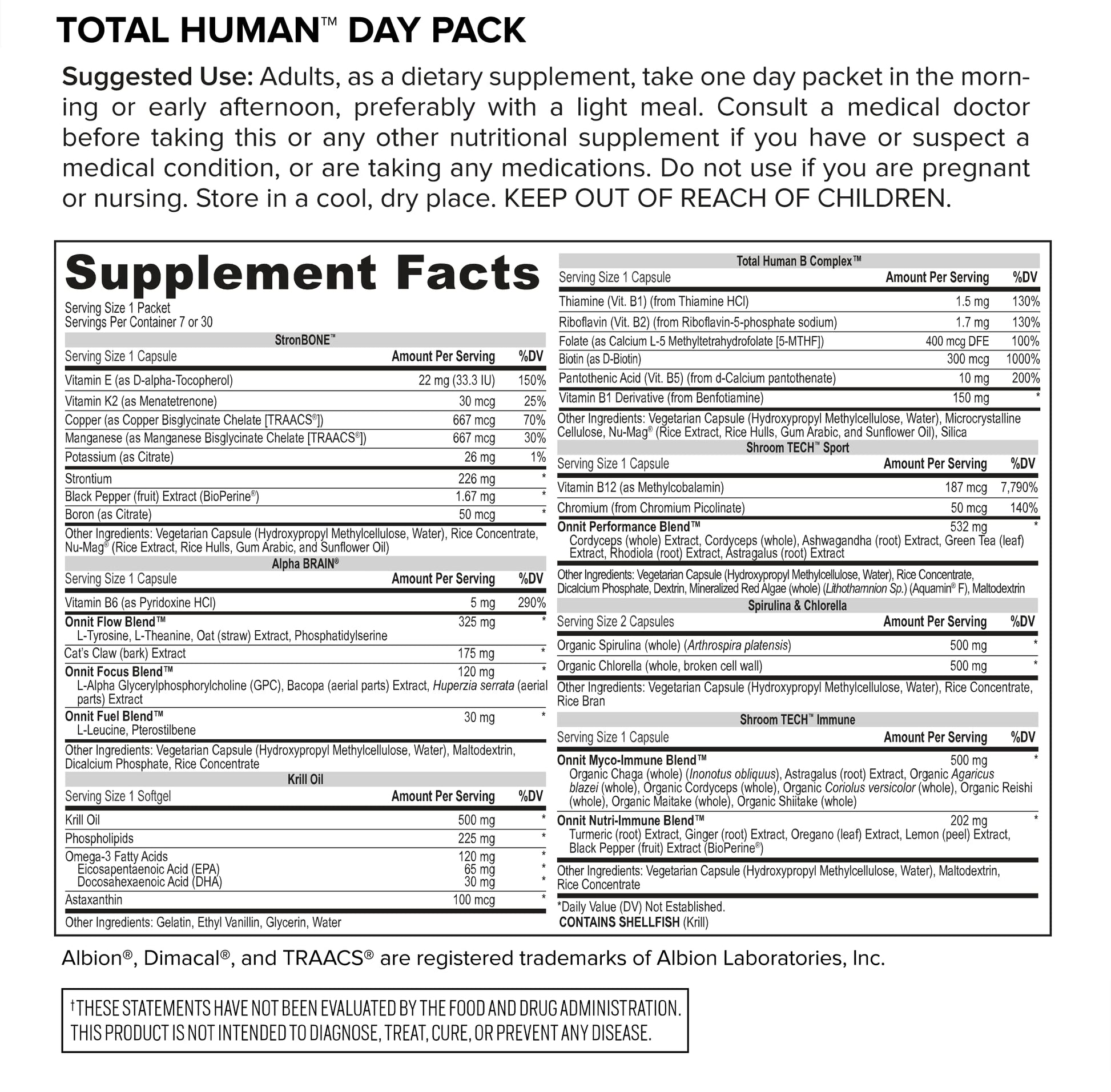 ONNIT Total Human Day and Night Vitamin Packs for Men and Women,Capsule, 30-Day - AB Mystery