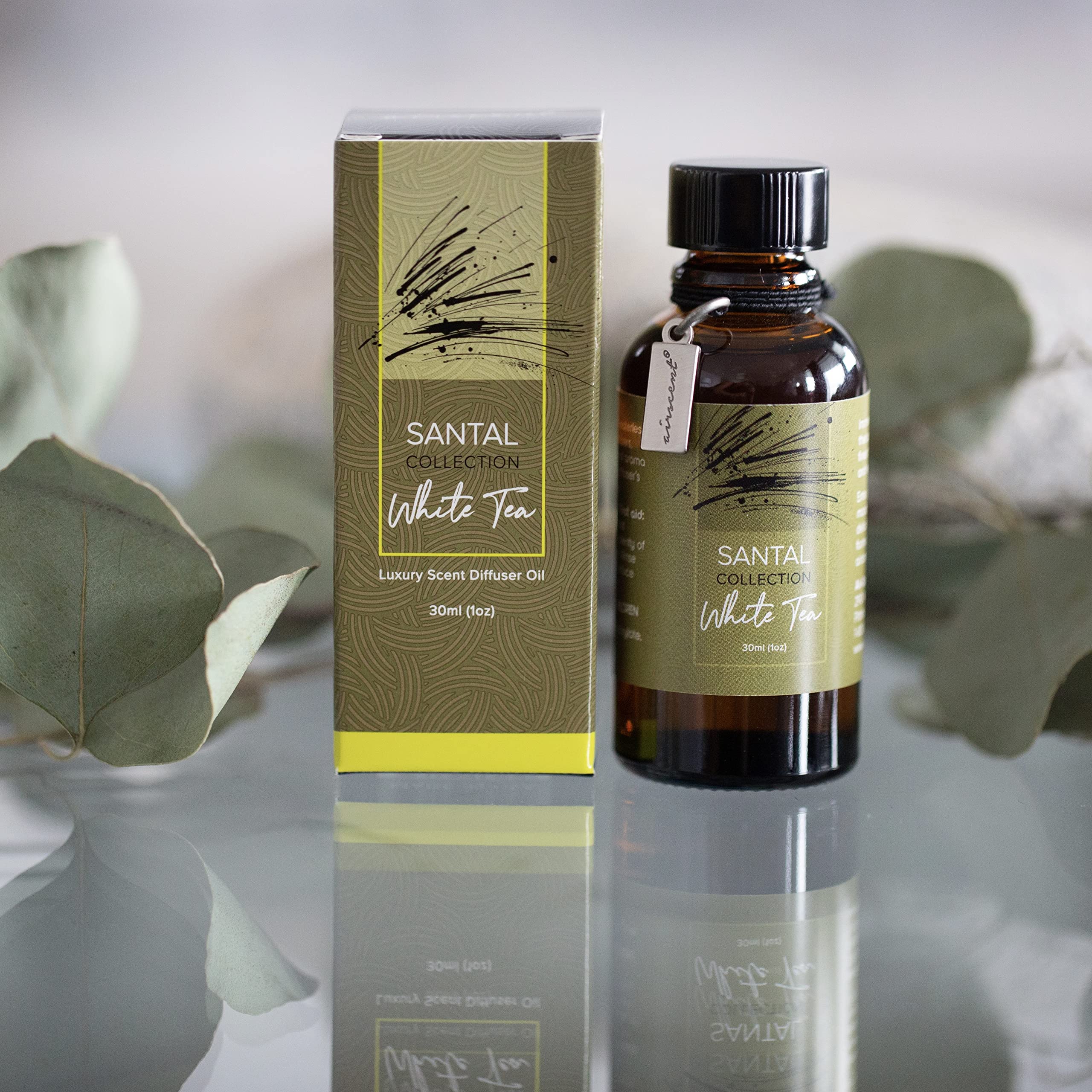 Santal White Tea Diffuser Oil - Air-Scent Aroma and Essential Oil Blend for Aromatherapy Diffusers - 30 Milliliter - AB Mystery