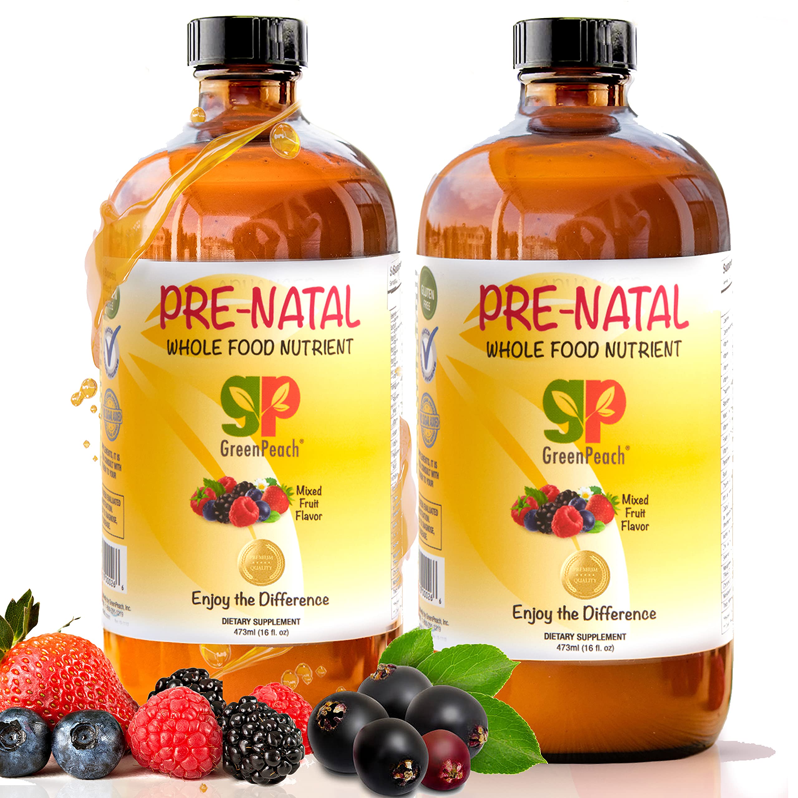 Liquid Prenatal Vitamins for Women - Iron, Natural Folic Acid, Folate, Vitamin D, E, B6