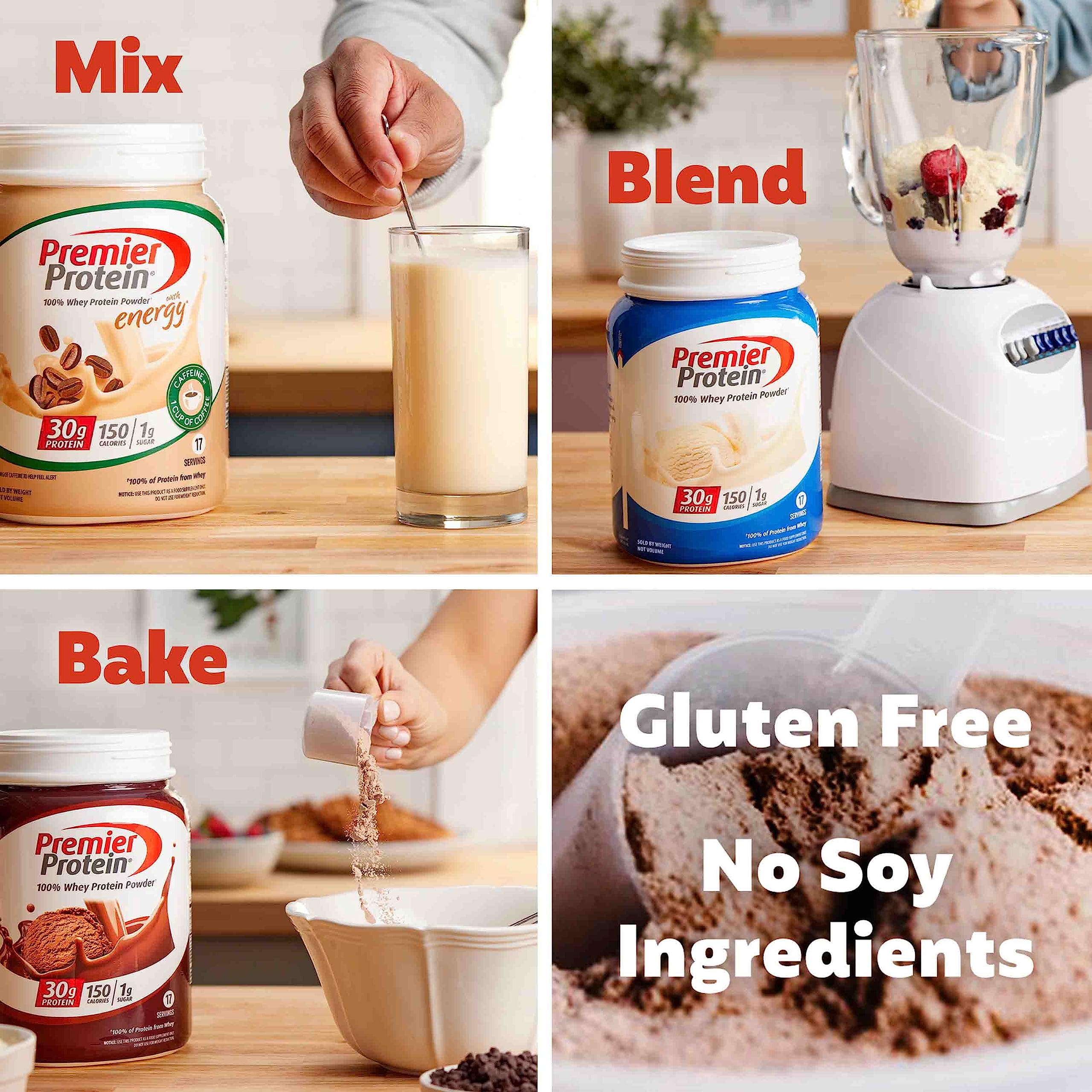 Premier Protein Powder, Cafe Latte , 30g Protein, 1g Sugar, 100% Whey Protein - AB Mystery