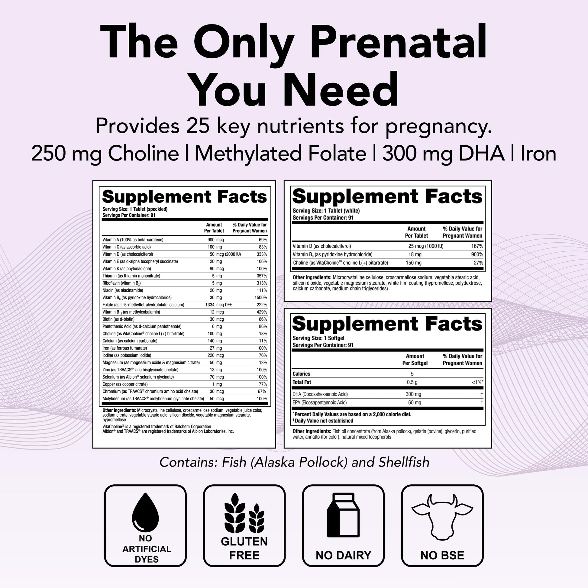 Theralogix TheraNatal Complete Prenatal Vitamin Supplement - 91-Day Supply - with DHA Theralogix