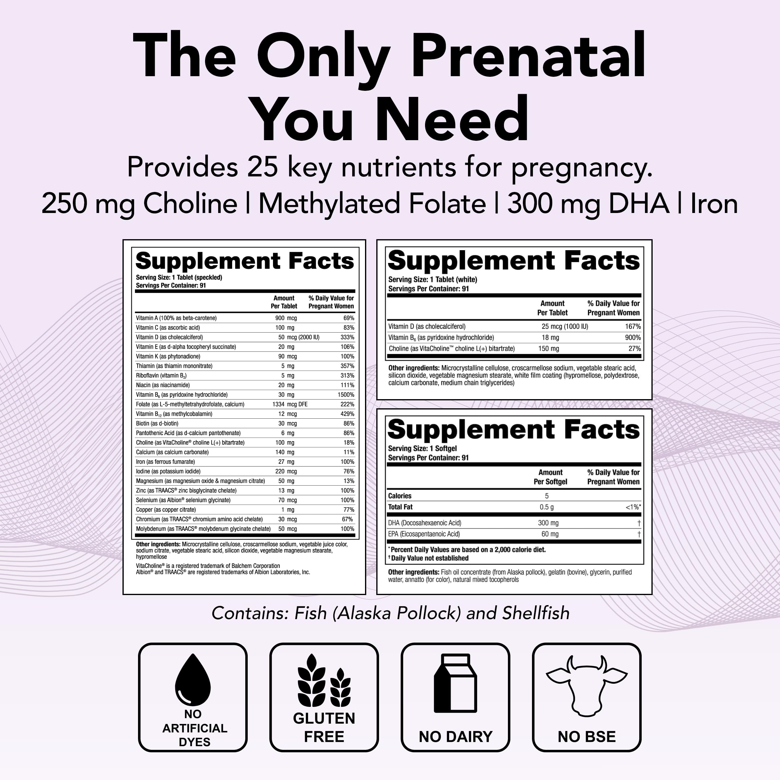 Theralogix TheraNatal Complete Prenatal Vitamin Supplement - 91-Day Supply - with DHA Theralogix