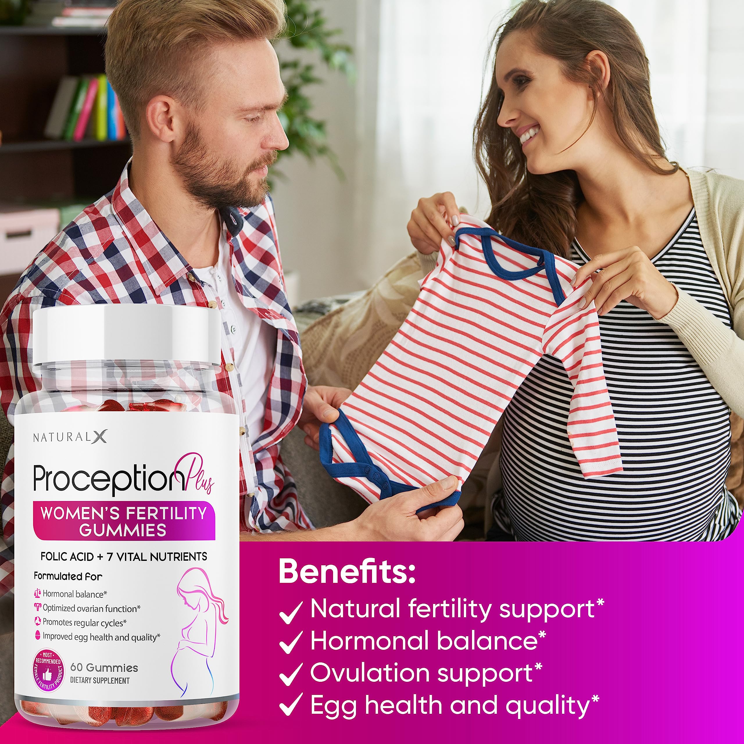 Proception Plus Fertility Gummies – Regulate Your Cycle, Balance Hormones, Aid Ovulation Natural X
