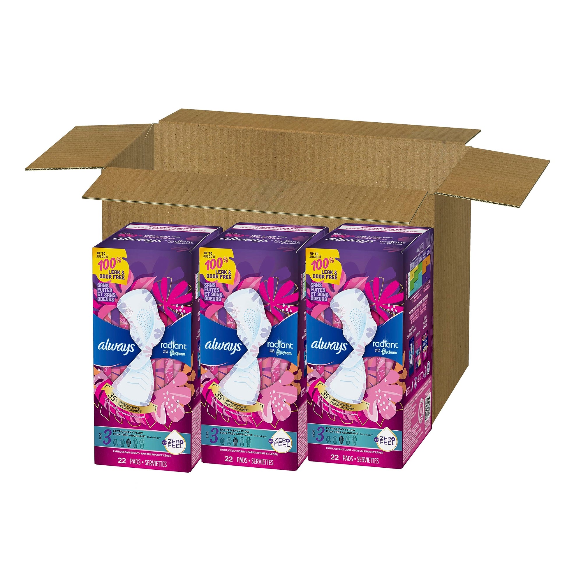 Always Radiant Feminine Pads For Women, Size 3 Extra Heavy Absorbency, With Flexfoam - AB Mystery