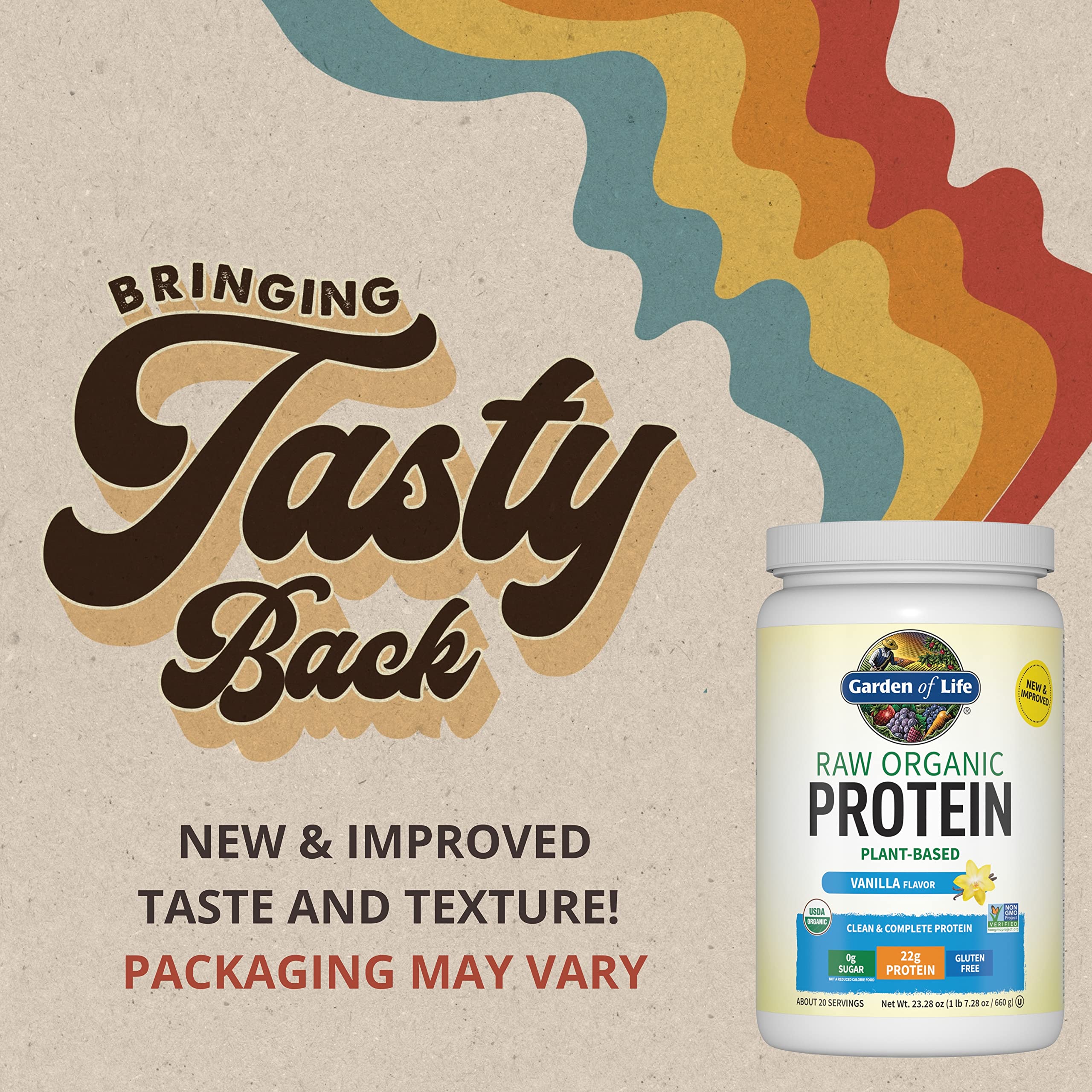 Organic Vegan Vanilla Protein Powder - Garden of Life – 22g Complete Plant Based Raw - AB Mystery