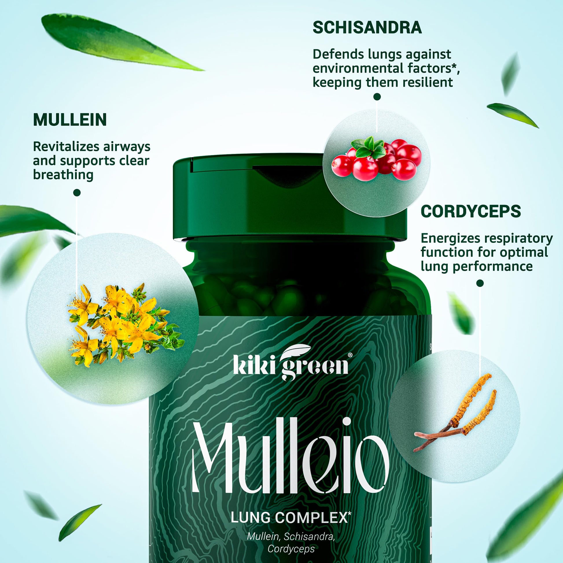 KIKI Green MULLEIO Lung Health Capsules: Herbal Supplement for Lung Cleanse, Better - AB Mystery