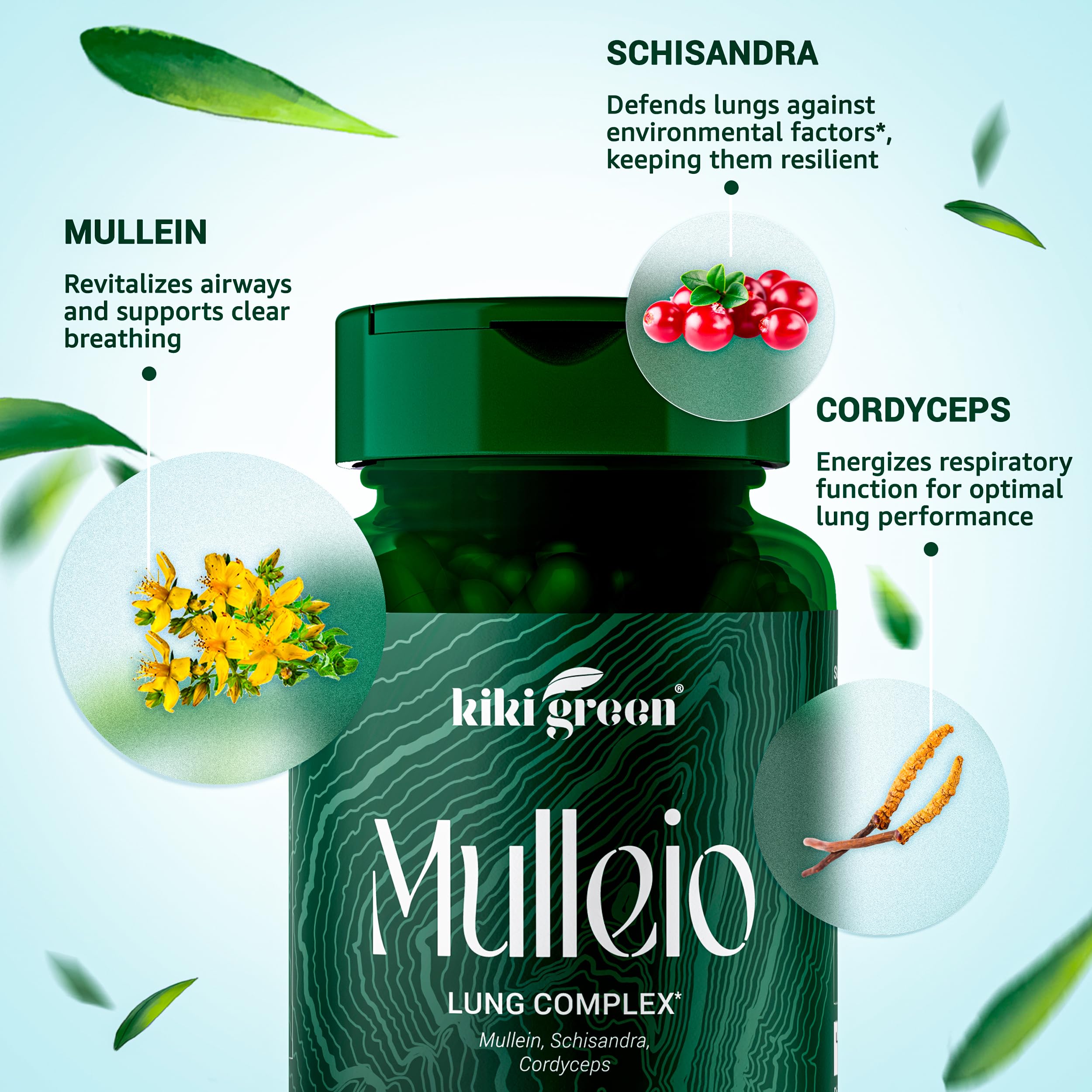 KIKI Green MULLEIO Lung Health Capsules: Herbal Supplement for Lung Cleanse, Better - AB Mystery