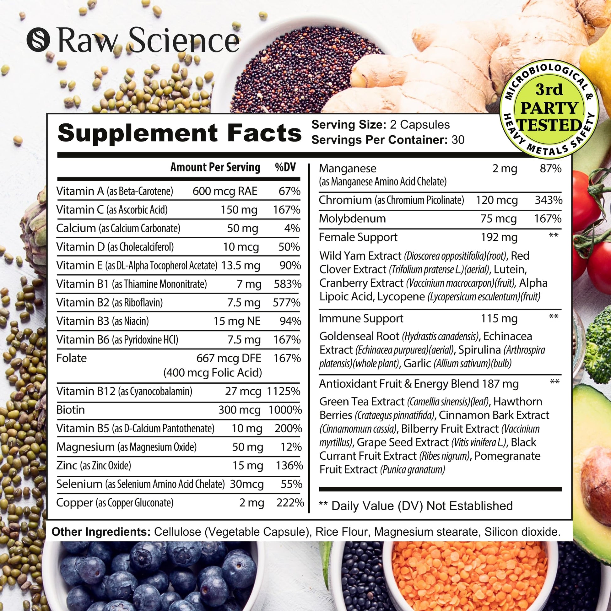 Womens Multivitamin - Energy & Immune Support Supplement - Womens Multi Vitamin A C D, Zinc - AB Mystery