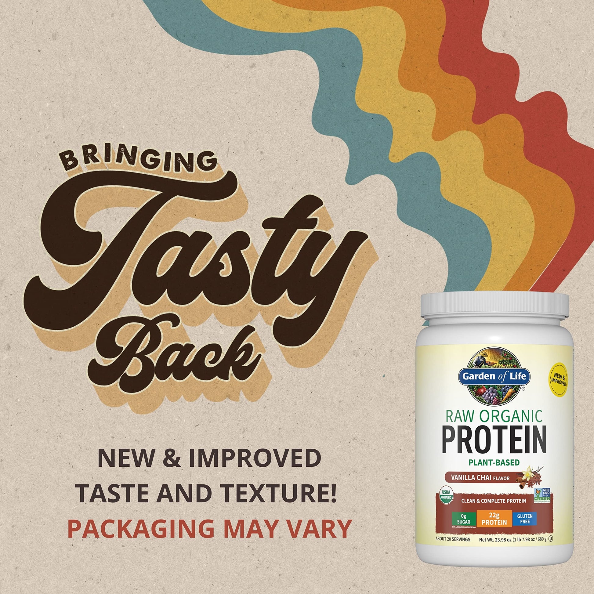 Garden of Life, Organic Vegan Vanilla Chai Protein Powder -22g Complete Plant Based Raw - AB Mystery