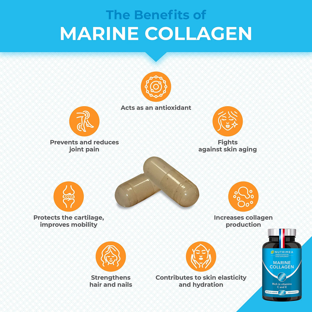 Pure Marine Collagen (900mg) - Enriched with Vitamins C and E – Patented Premium Type I & II Hydrolysed Collagen - AB Mystery