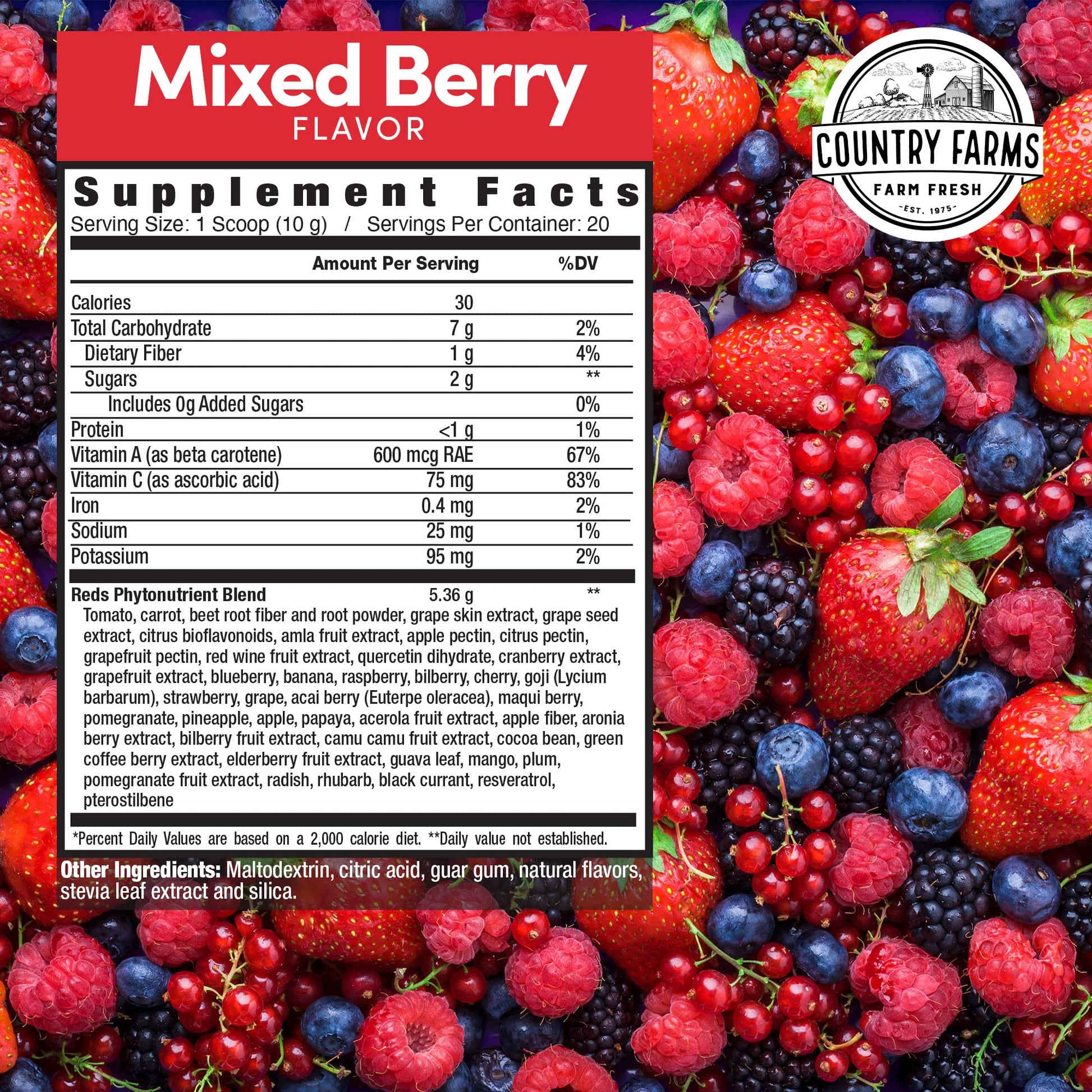 COUNTRY FARMS Super Reds, Energizing Polyphenol Superfood, Over 40 Super Fruits - AB Mystery