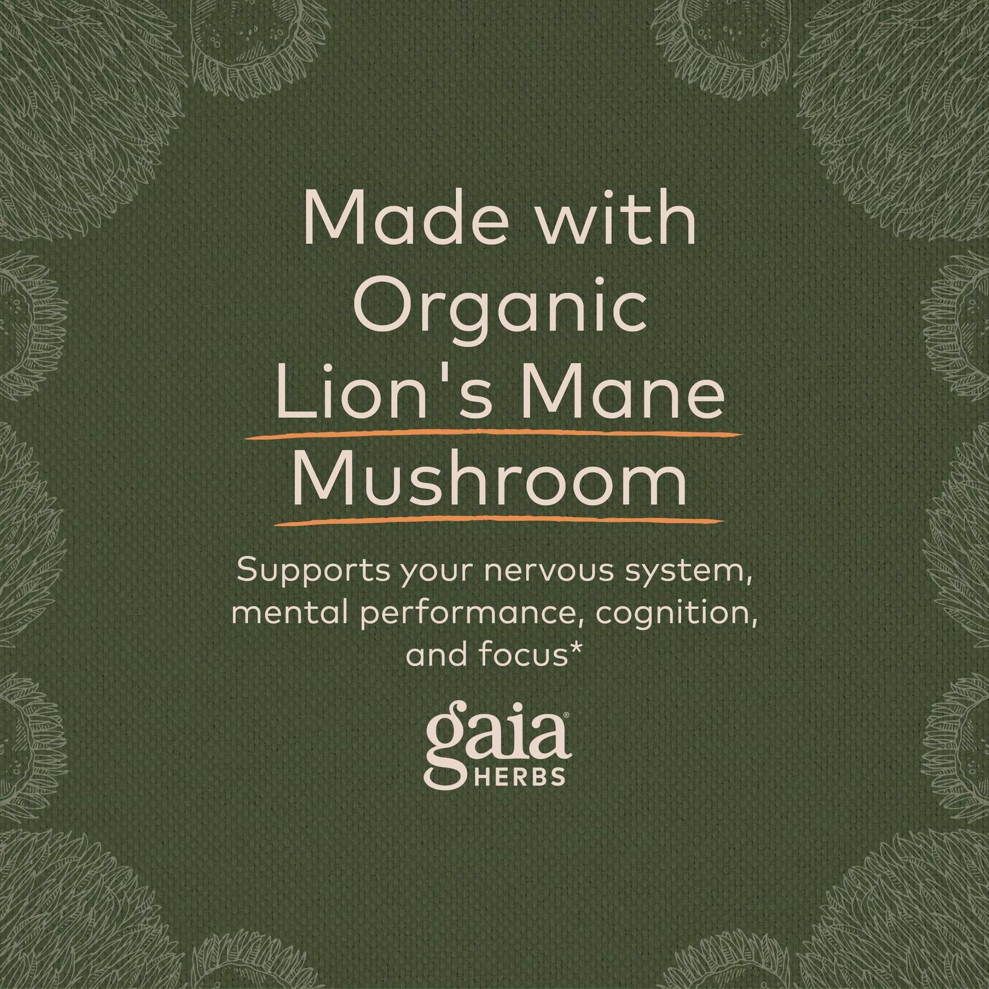 Gaia Herbs Organic Lion’s Mane Mushroom - Brain and Nerve Support Supplement - AB Mystery