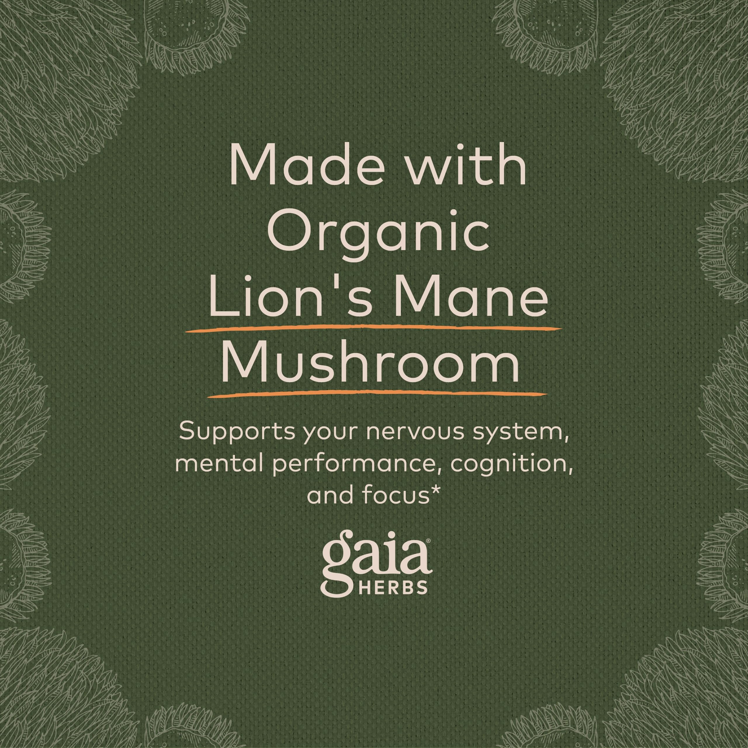 Gaia Herbs Organic Lion’s Mane Mushroom - Brain and Nerve Support Supplement - AB Mystery