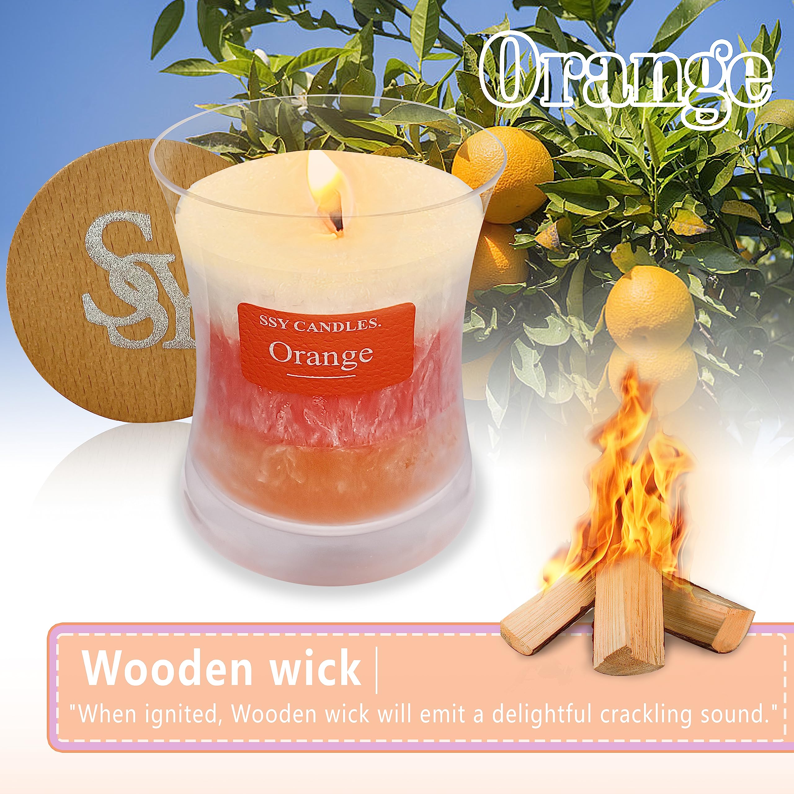 Citrus Jar Aromatherapy Candle Scented Candle Handmade Soy Candles Wood Candles Wick Fragrance - AB Mystery