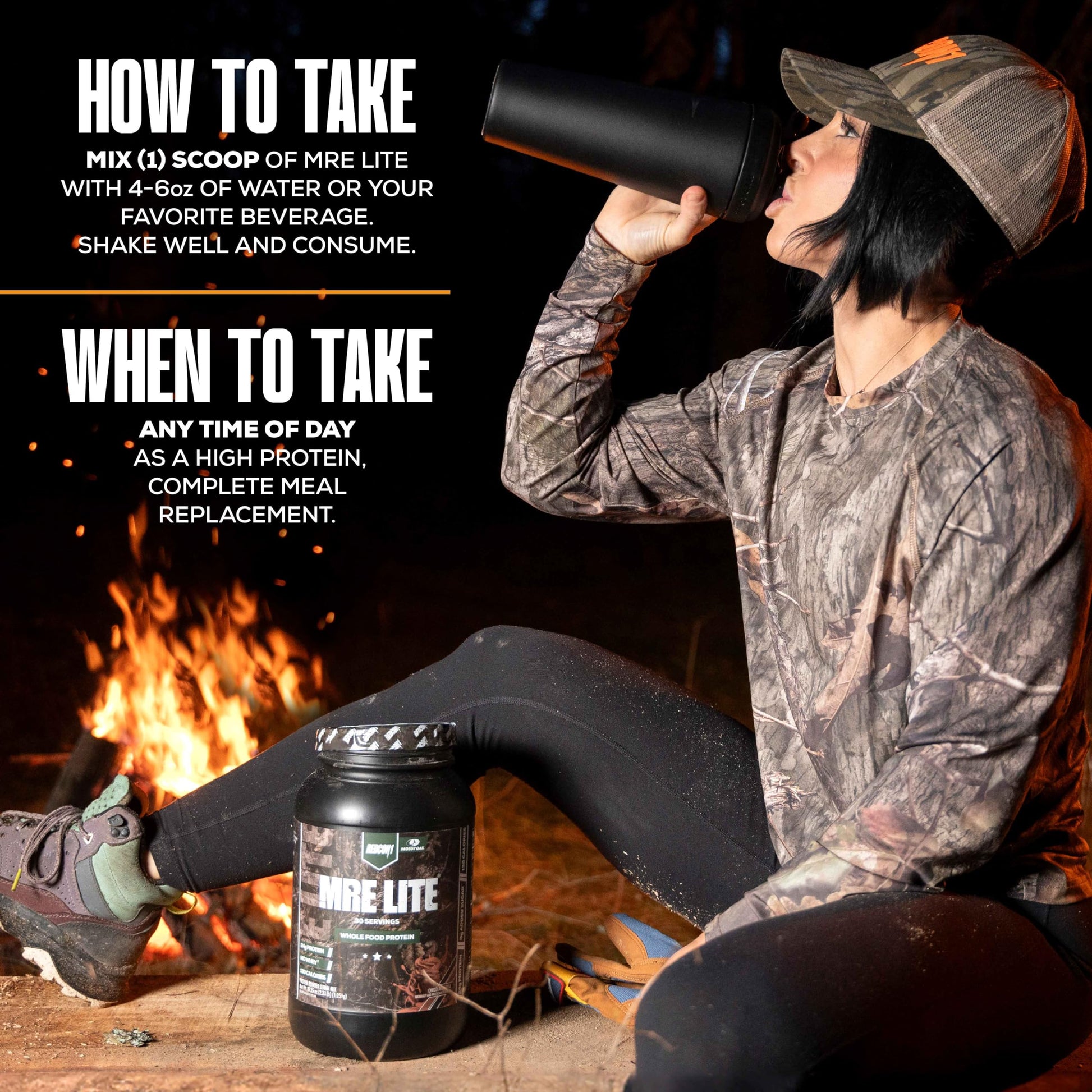 REDCON1 x Mossy Oak MRE Lite Whole Food Protein Powder, Chocolate Moose - Low Carb - AB Mystery