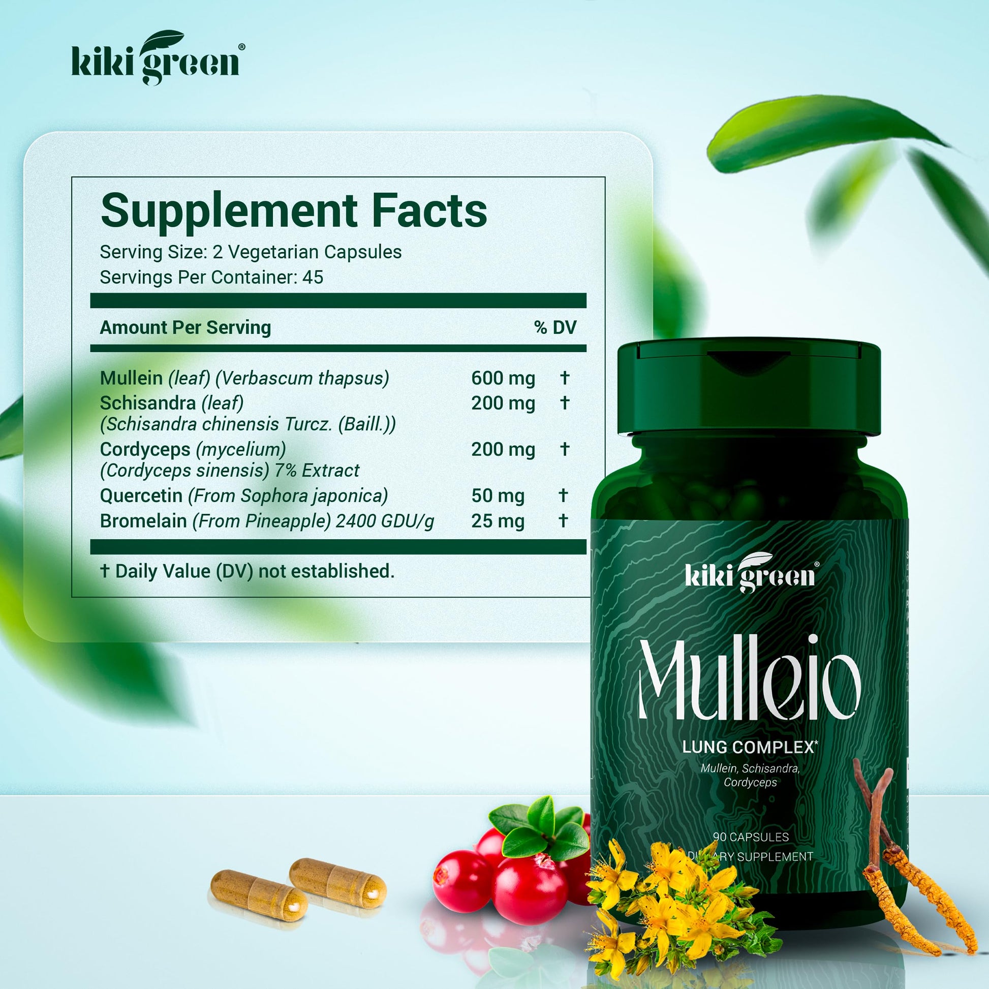 KIKI Green MULLEIO Lung Health Capsules: Herbal Supplement for Lung Cleanse, Better - AB Mystery