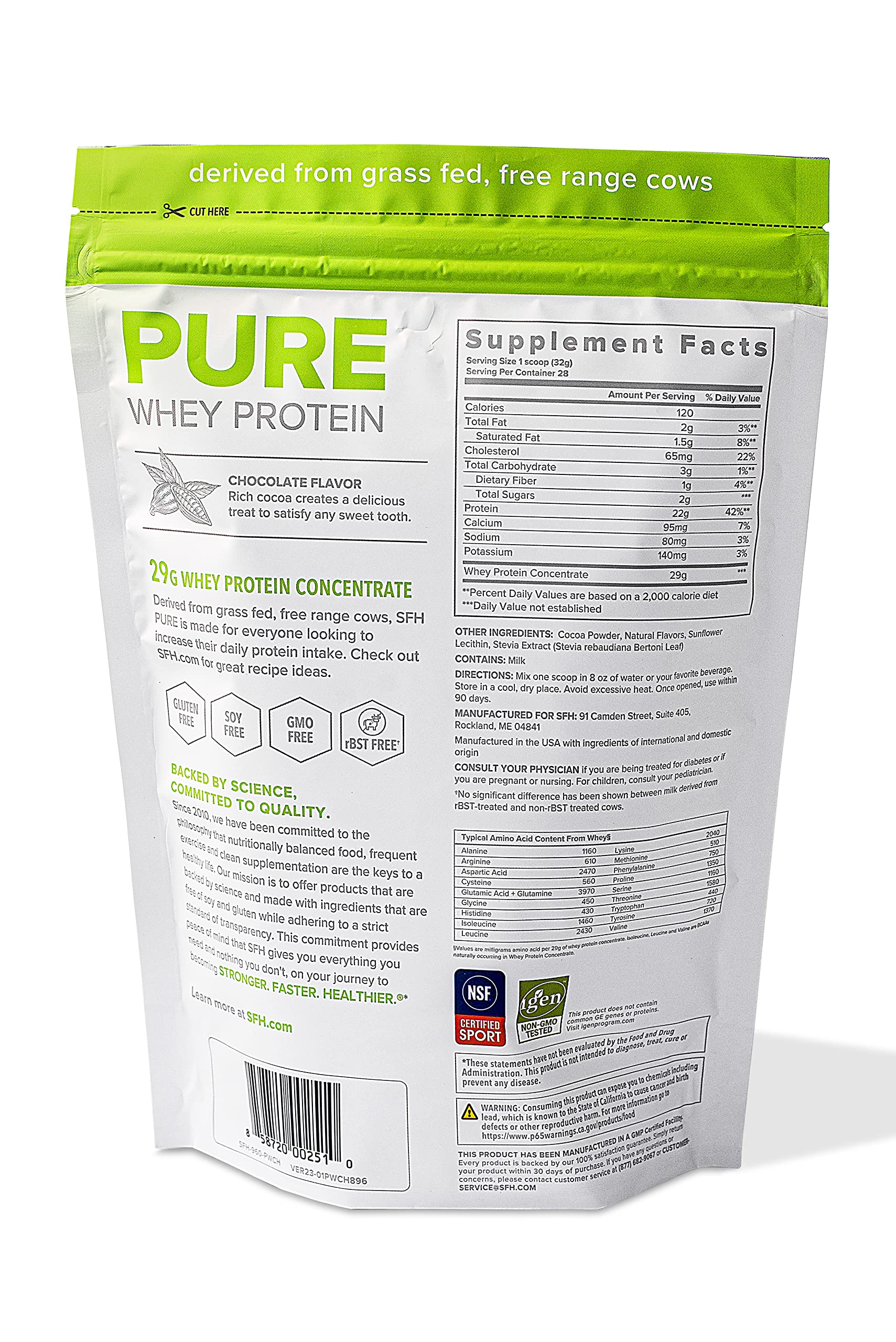 SFH Pure Whey Protein Powder (Chocolate) Best Tasting 100% Grass Fed Whey - AB Mystery