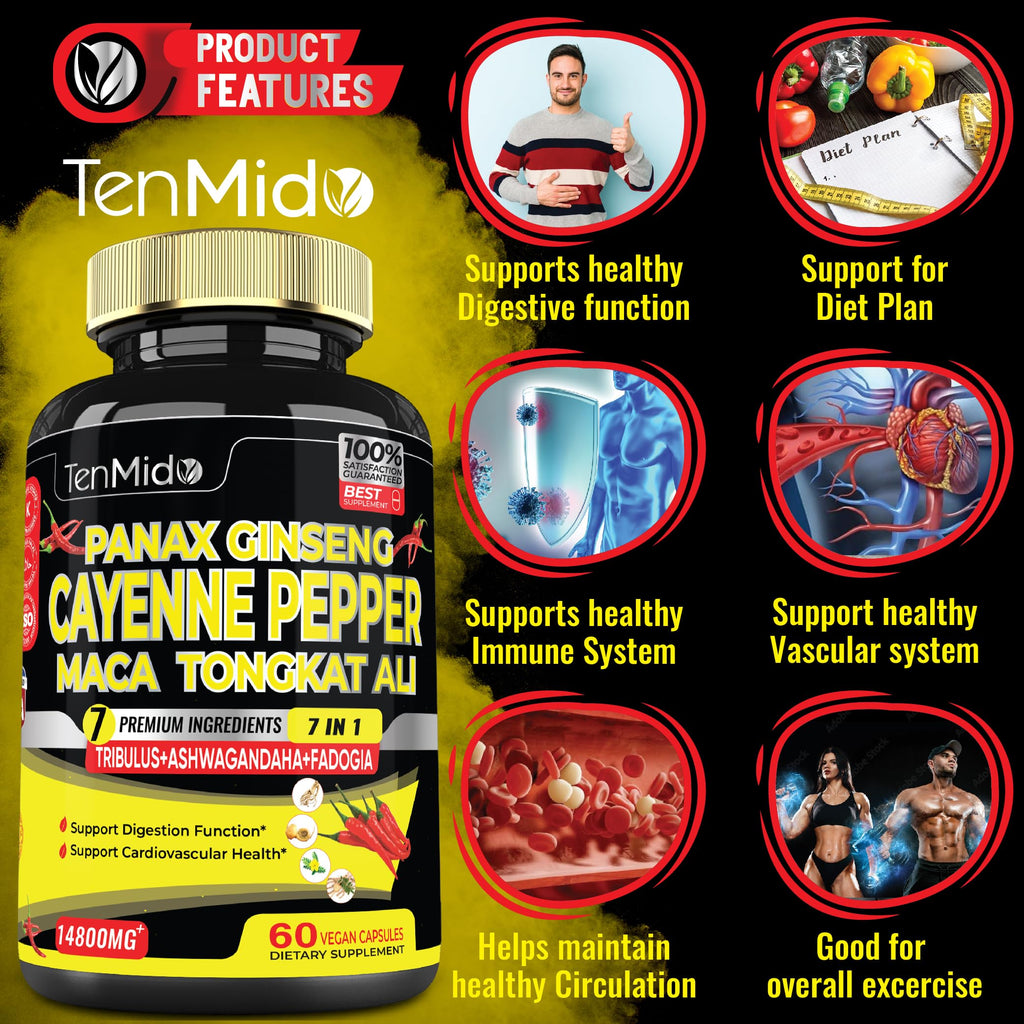 2 Packs 60 Caps 14800mg - Cayenne Pepper Supplements Extract Capsules - Tongkat Ali - AB Mystery