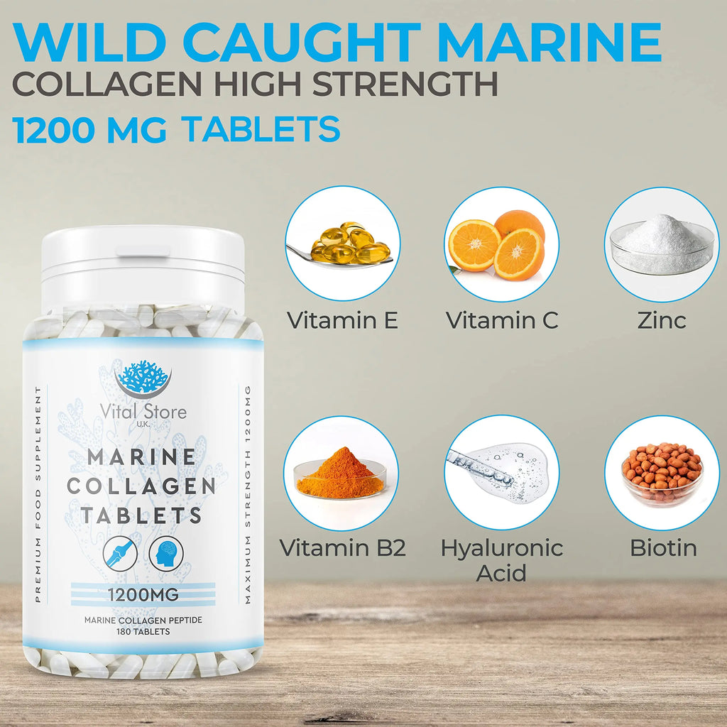 Marine Collagen Peptide Tablets 1200MG - 6 Month Supply - 180 High Strength Collagen Tablets My Store