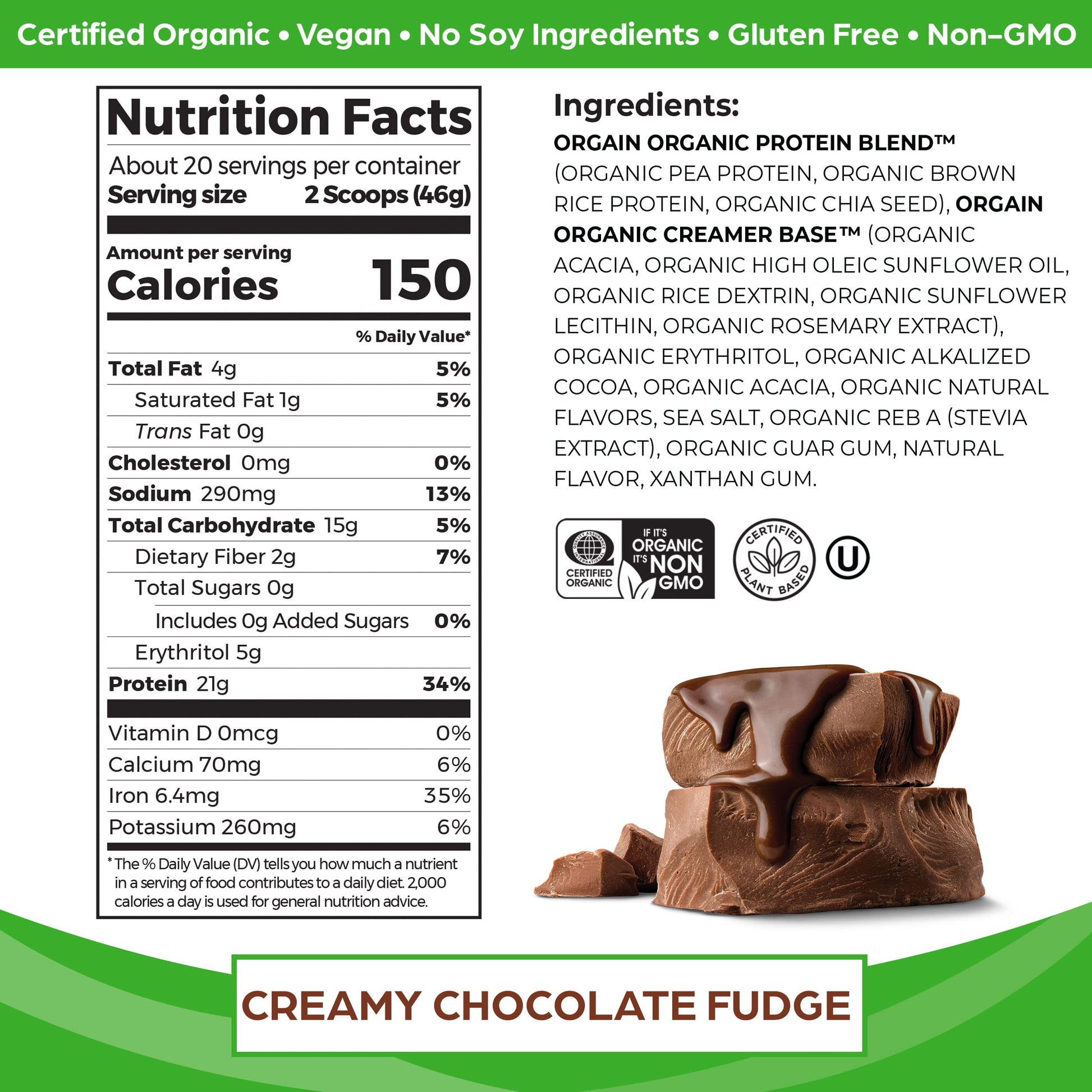 Orgain Organic Vegan Protein Powder, Creamy Chocolate Fudge - 21g Plant Based Protein - AB Mystery
