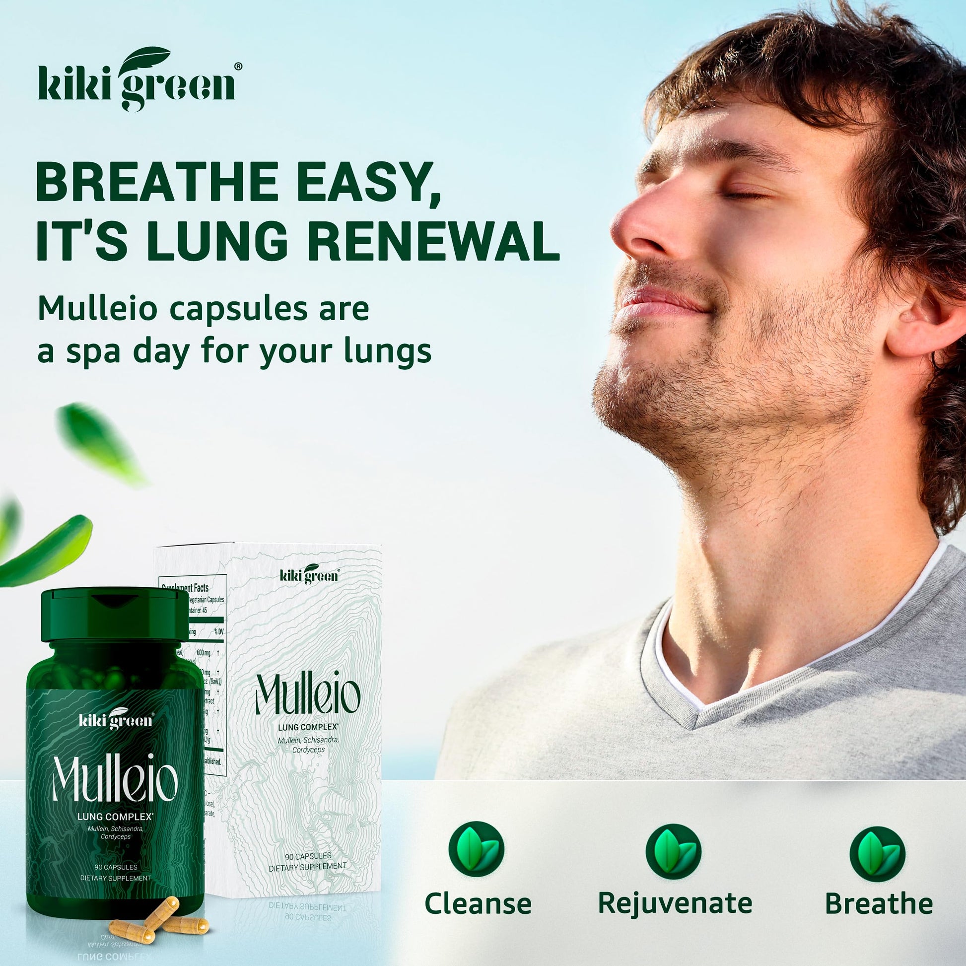 KIKI Green MULLEIO Lung Health Capsules: Herbal Supplement for Lung Cleanse, Better - AB Mystery
